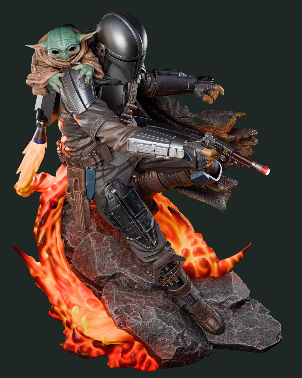 The Mandalorian & Grogu | Star Wars | Fan Art | Fully Magnetized Figurine