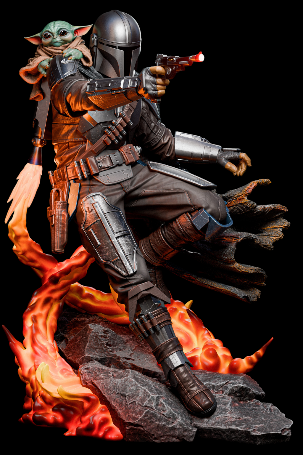 The Mandalorian & Grogu | Star Wars | Fan Art | Fully Magnetized Figurine