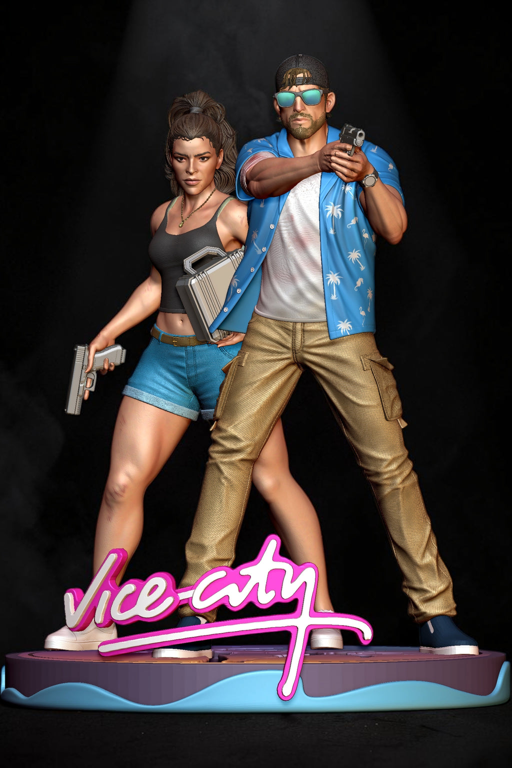 Lucia & Jason | GTA VI | Fan Art | Fully Magnetized Collectible Diorama