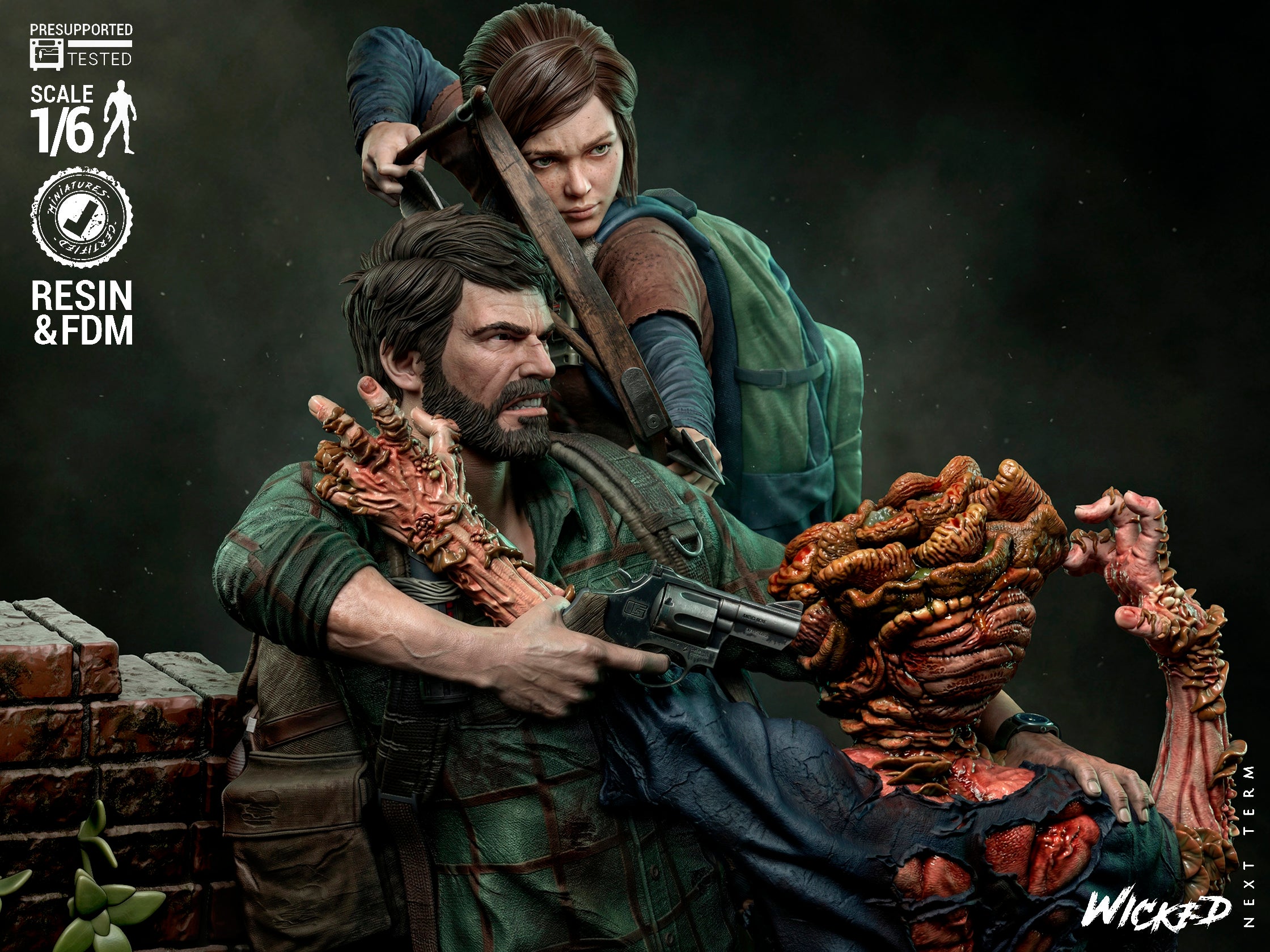 Collectible Joel, Ellie & Clicker 1/6 Scale Diorama Figurine | The Last of Us | Fan Art