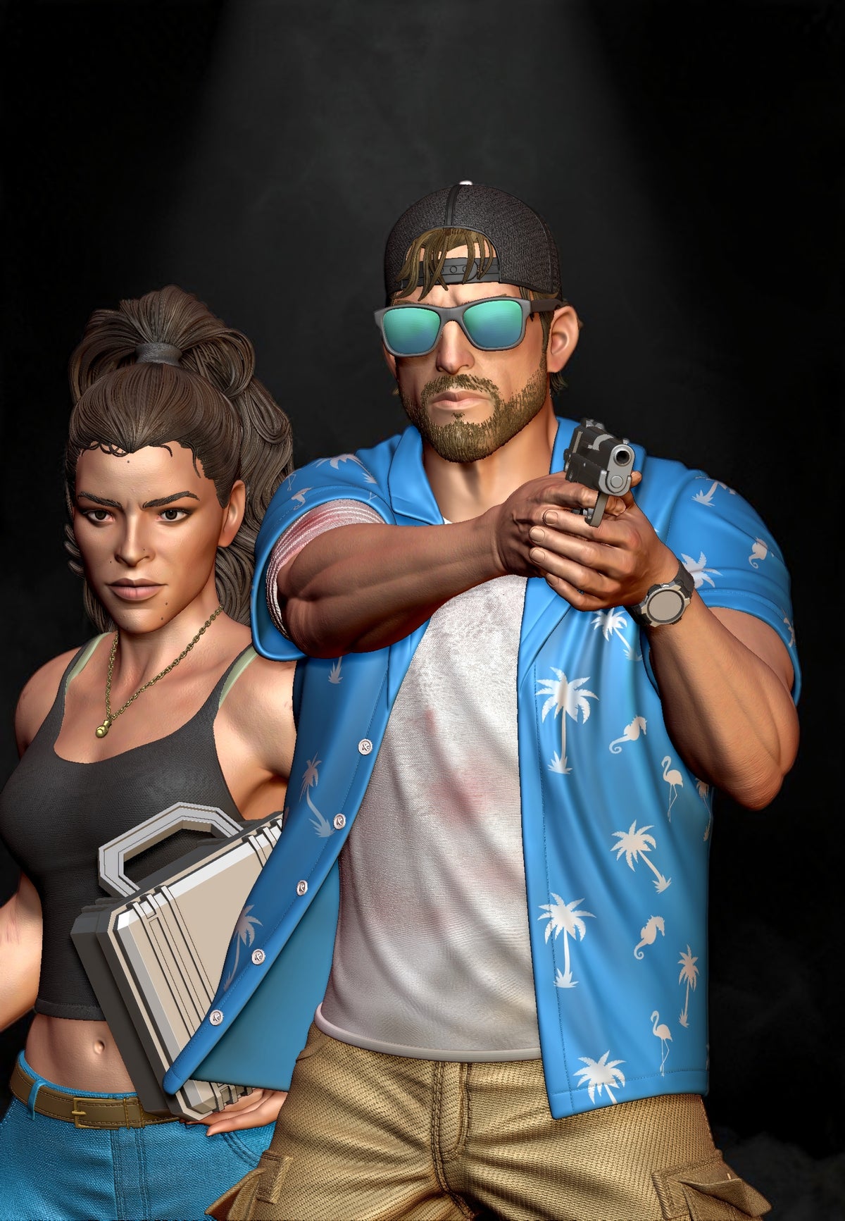 Lucia & Jason | GTA VI | Fan Art | Fully Magnetized Collectible Diorama