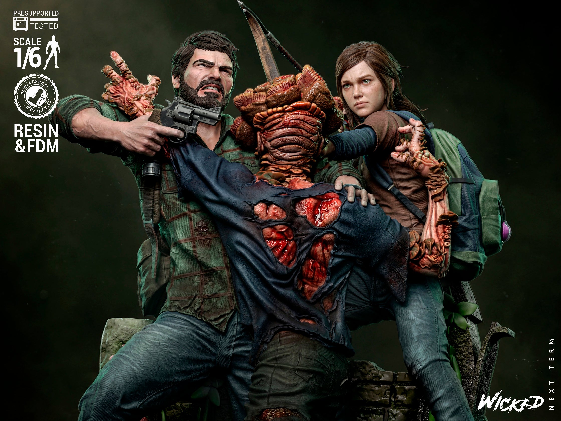 Collectible Joel, Ellie & Clicker 1/6 Scale Diorama Figurine | The Last of Us | Fan Art