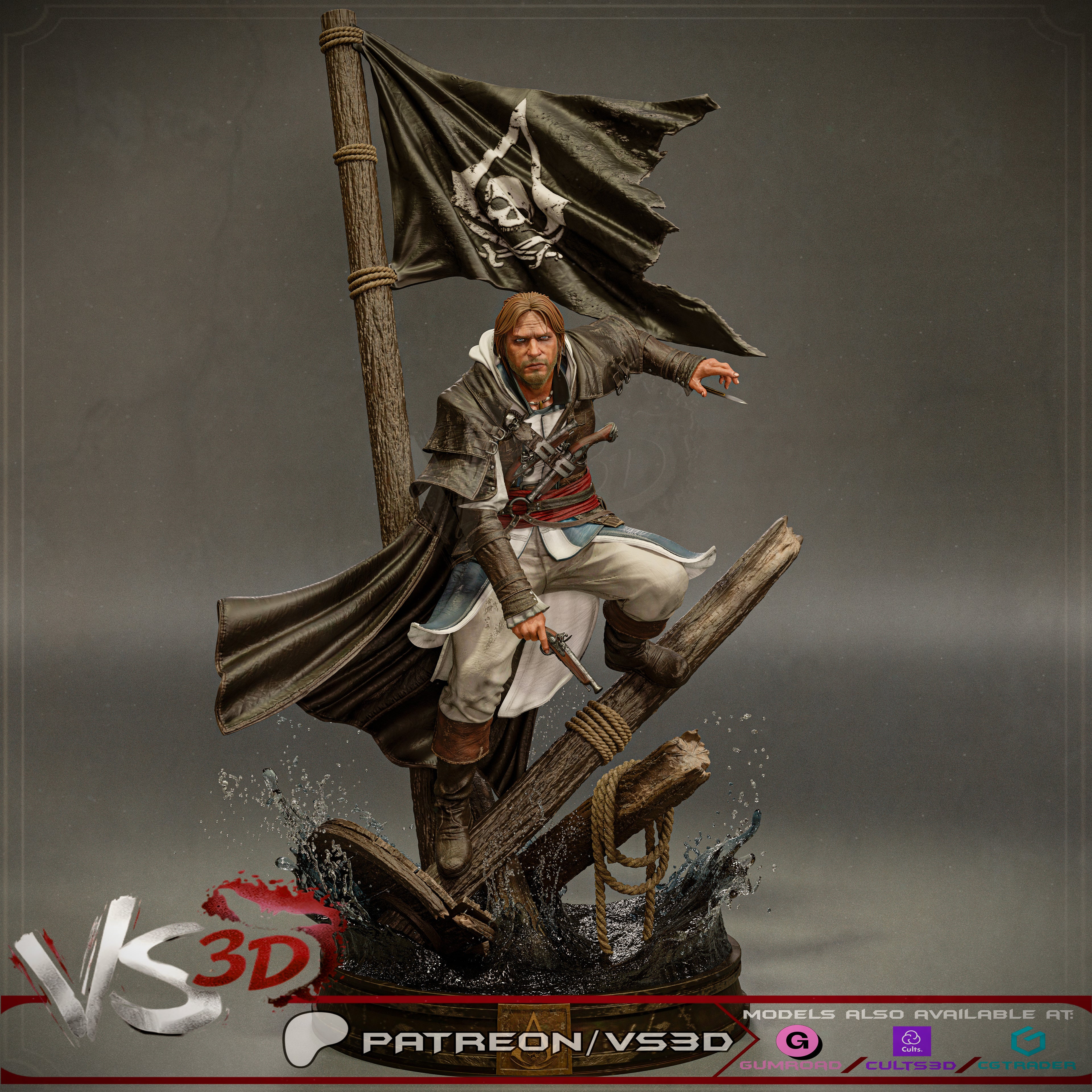 Edward Kenway | Assassin's Creed IV: Black Flag Fan Art | Fully Magnetized Collectible Figurine
