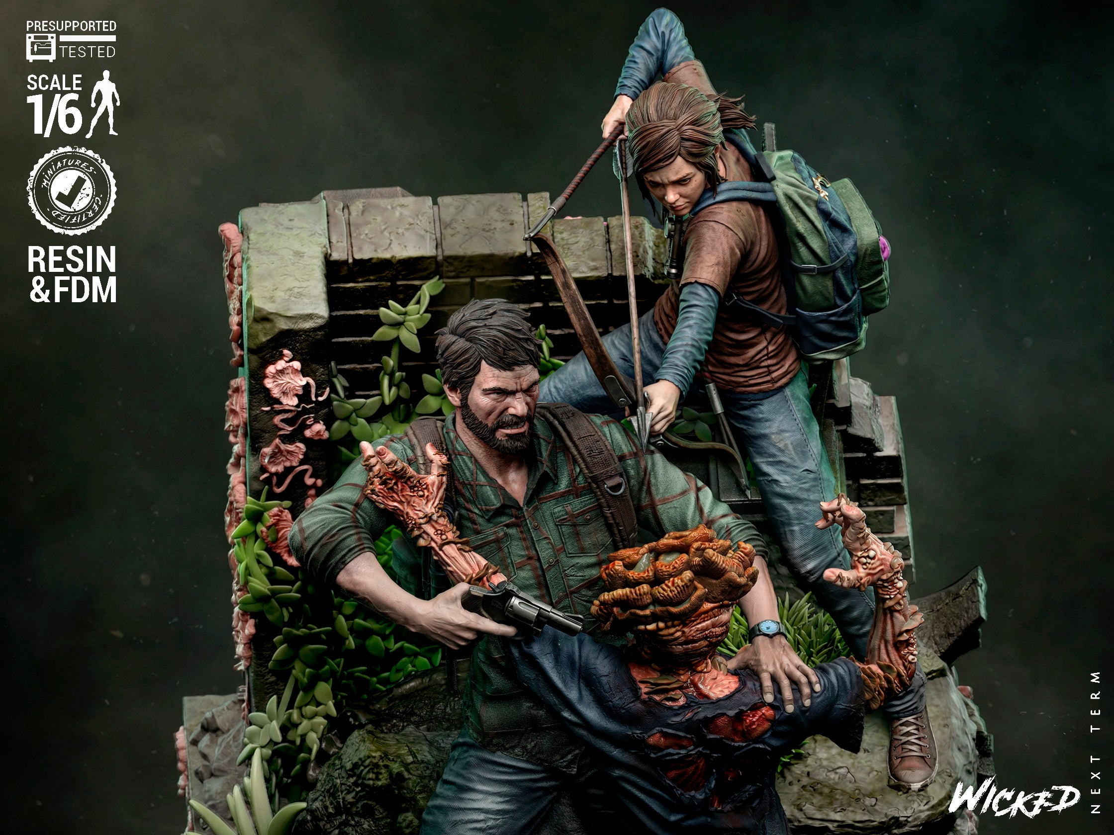Collectible Joel, Ellie & Clicker 1/6 Scale Diorama Figurine | The Last of Us | Fan Art