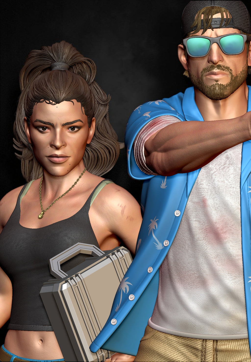 Lucia & Jason | GTA VI | Fan Art | Fully Magnetized Collectible Diorama