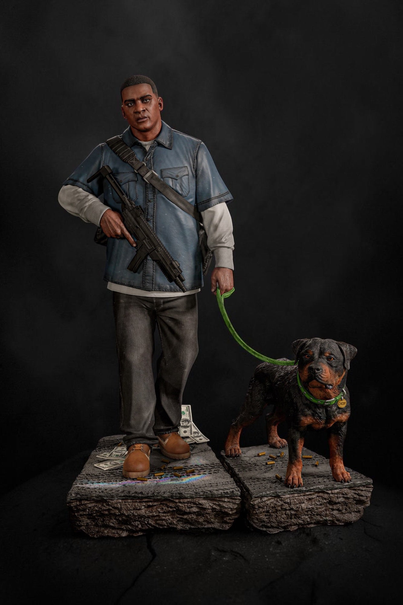 Franklin Clinton & Chop | GTA V | Fan Art – Fully Magnetized Hand-Painted Figure