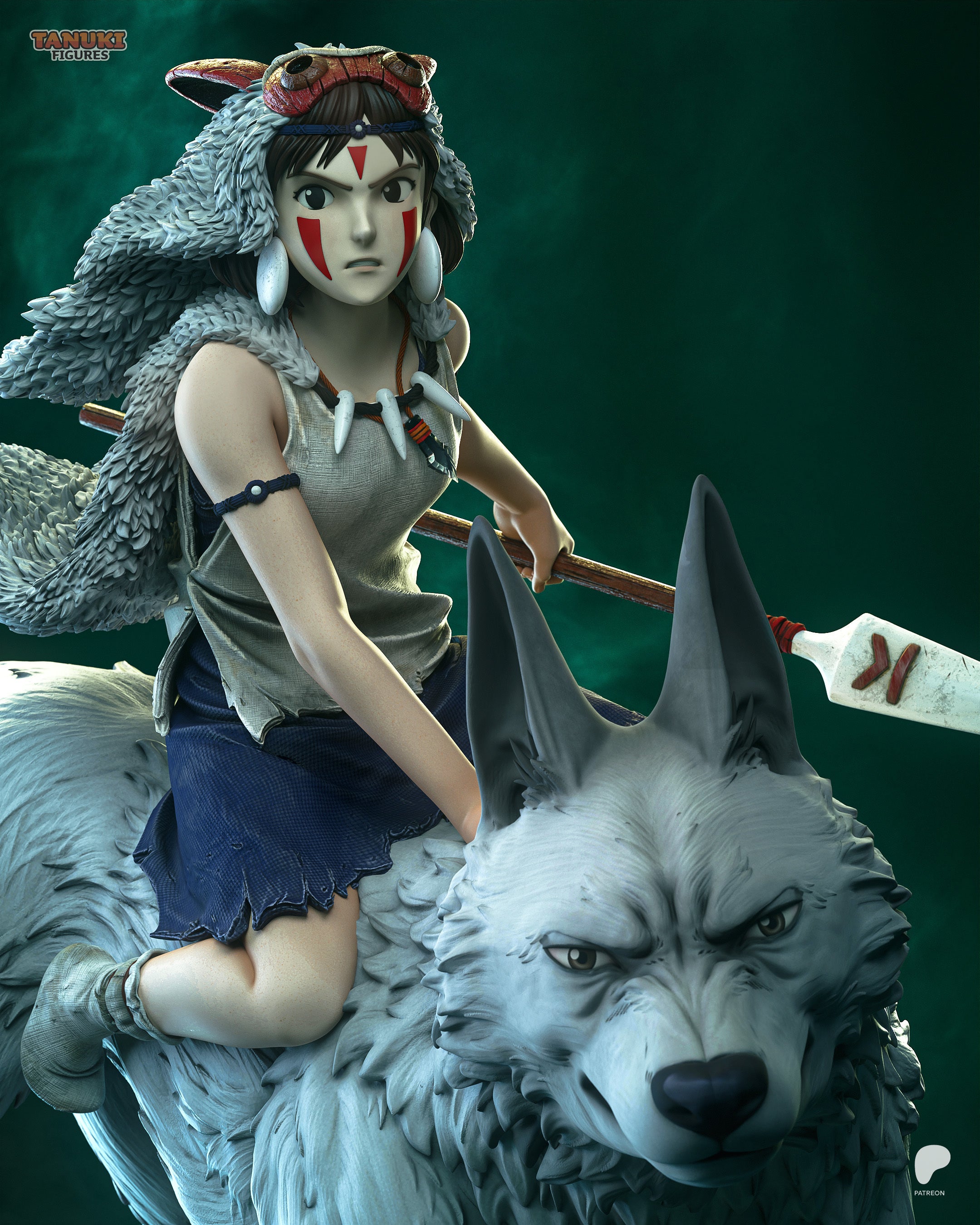 San & Moro | Princess Mononoke | Fan Art – Fully Magnetized Hand-Painted Figure