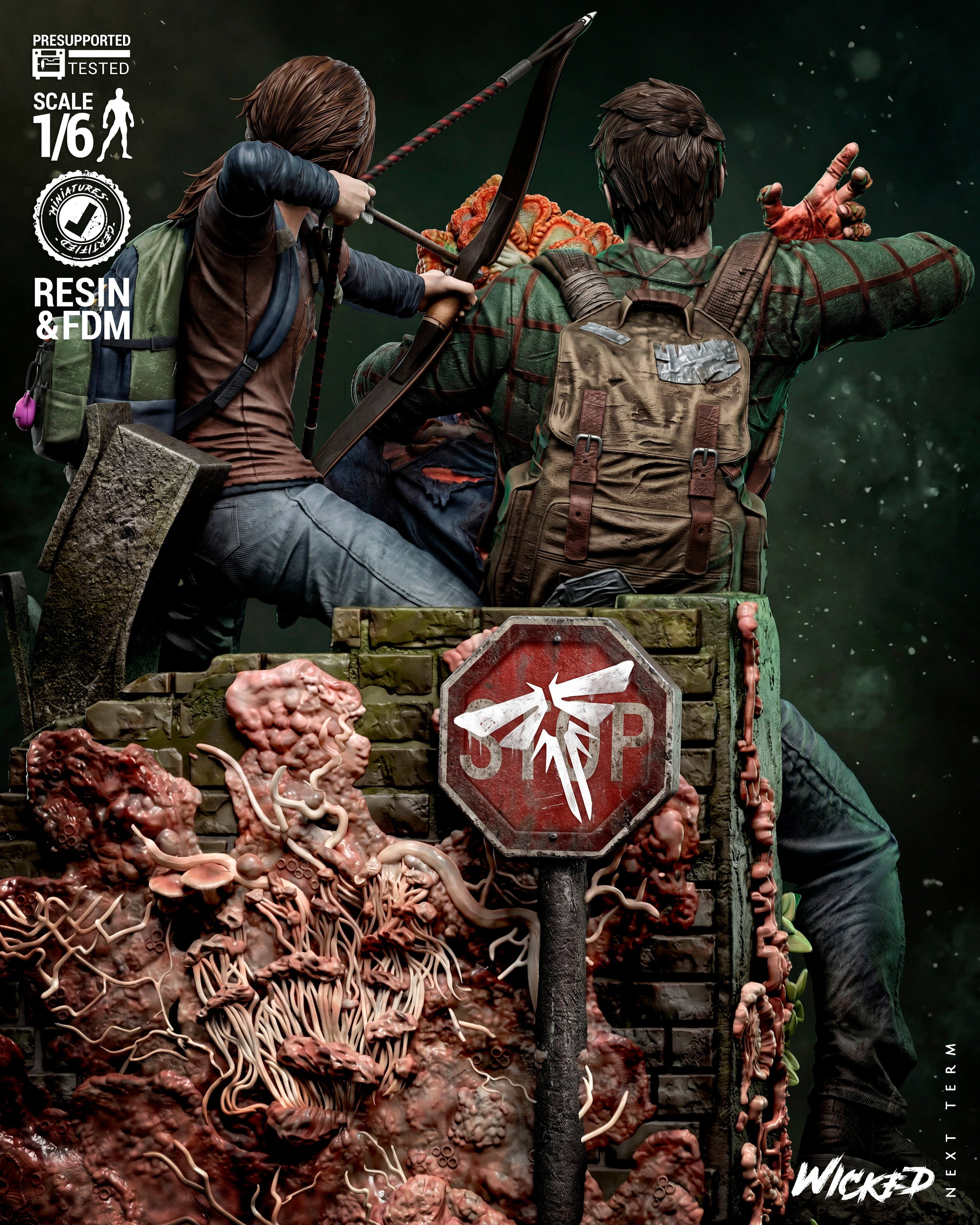 Collectible Joel, Ellie & Clicker 1/6 Scale Diorama Figurine | The Last of Us | Fan Art