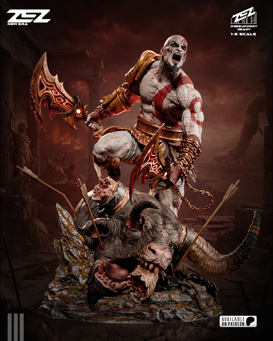 Kratos | God of War | Fan Art – Fully Magnetized Hand-Painted Figure