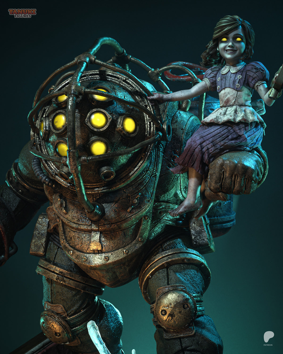 Big Daddy & Little Sister | BioShock | Fan Art | Fully Magnetized Collectible Diorama