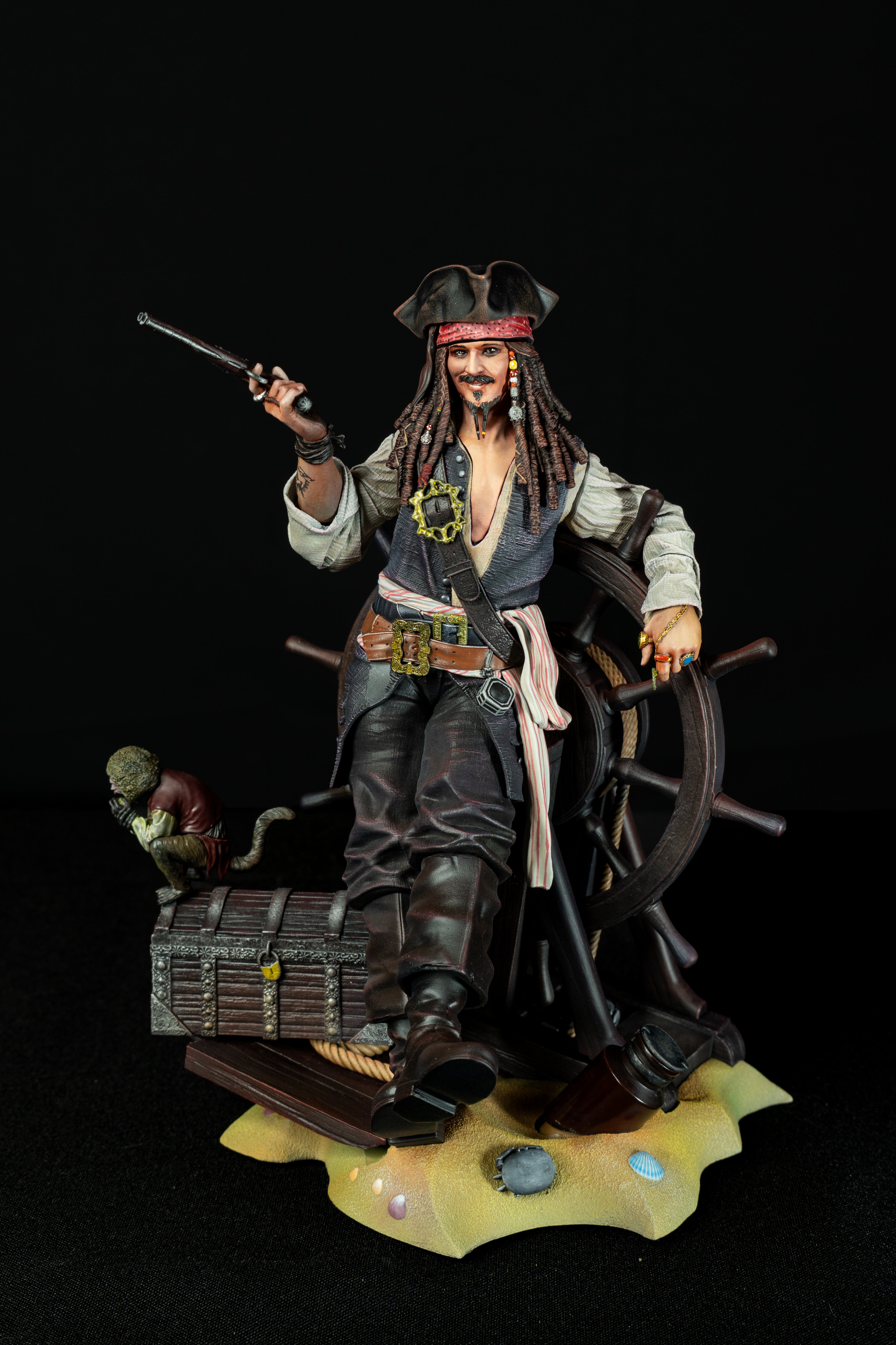 Captain Jack Sparrow | Pirates of the Caribbean | Fan Art – Fully Magnetized Hand-Painted Figure