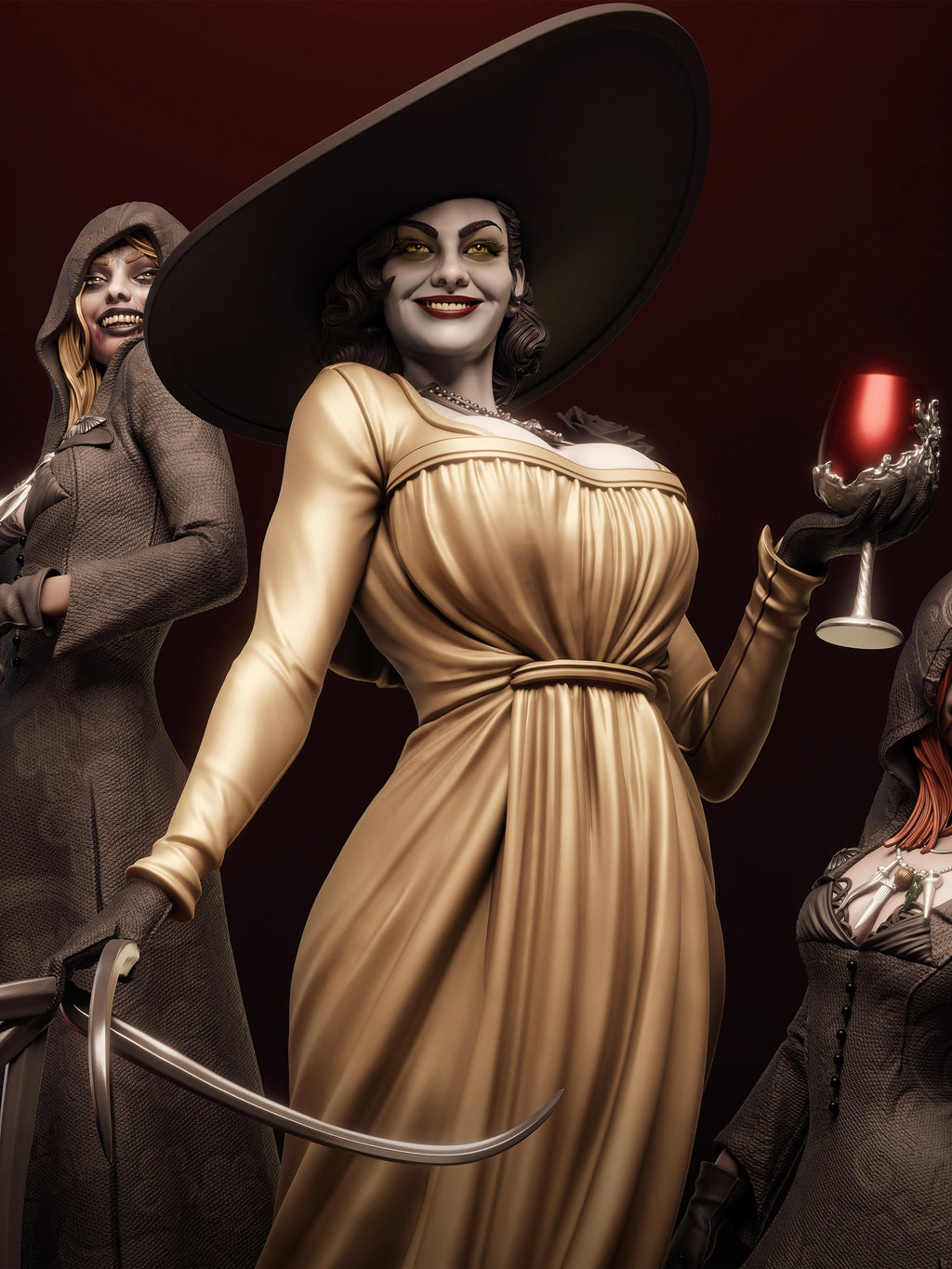 Lady Dimitrescu & Daughters | Resident Evil Village Fan Art | Fully Magnetised Collectible Figurine