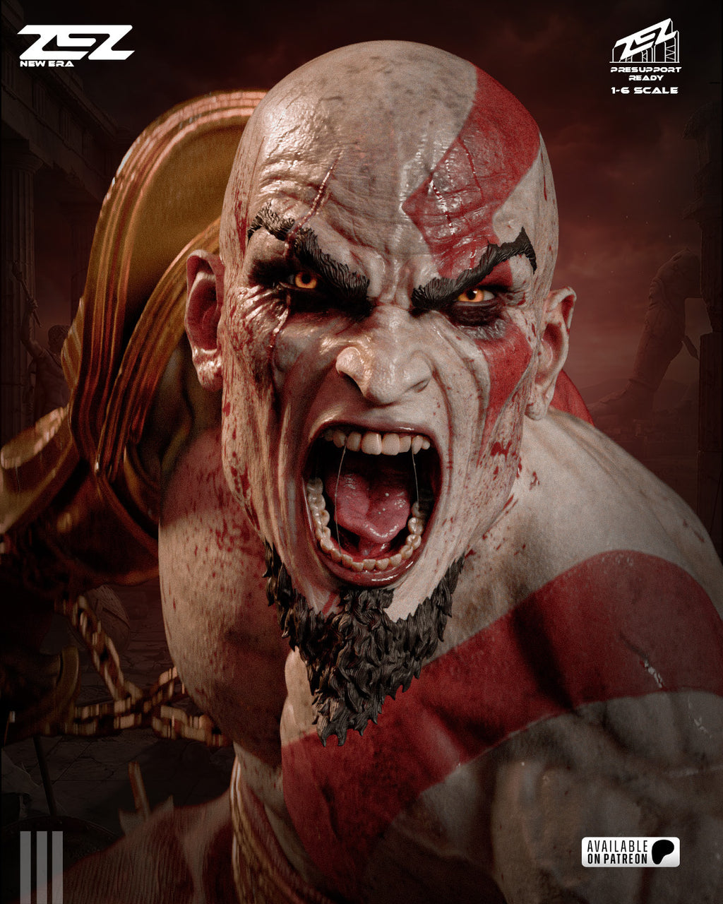 Kratos | God of War | Fan Art – Fully Magnetized Hand-Painted Figure