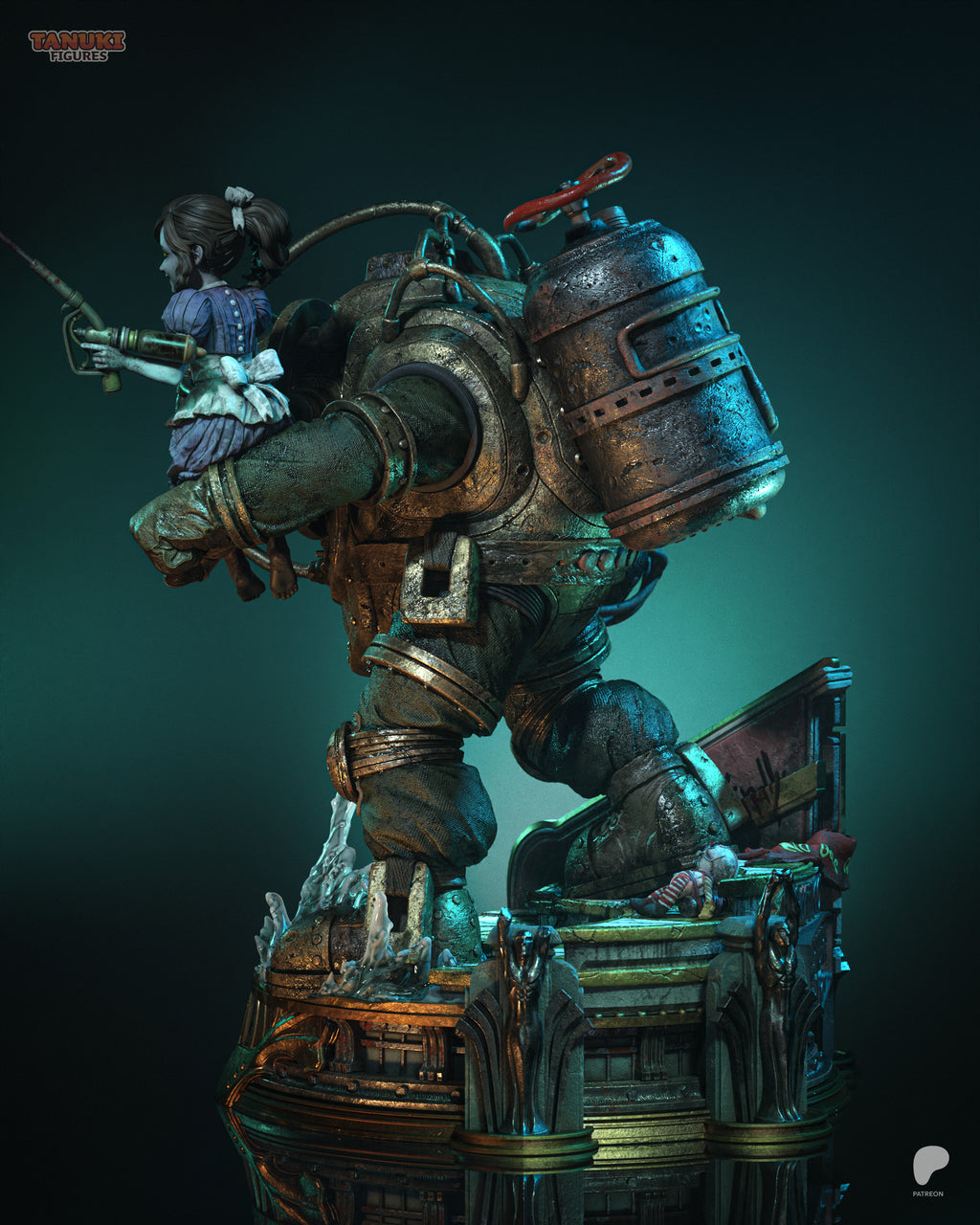 Big Daddy & Little Sister | BioShock | Fan Art | Fully Magnetized Collectible Diorama