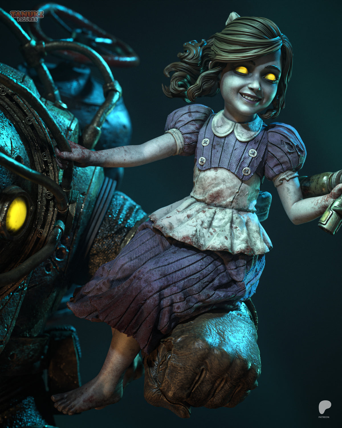 Big Daddy & Little Sister | BioShock | Fan Art | Fully Magnetized Collectible Diorama