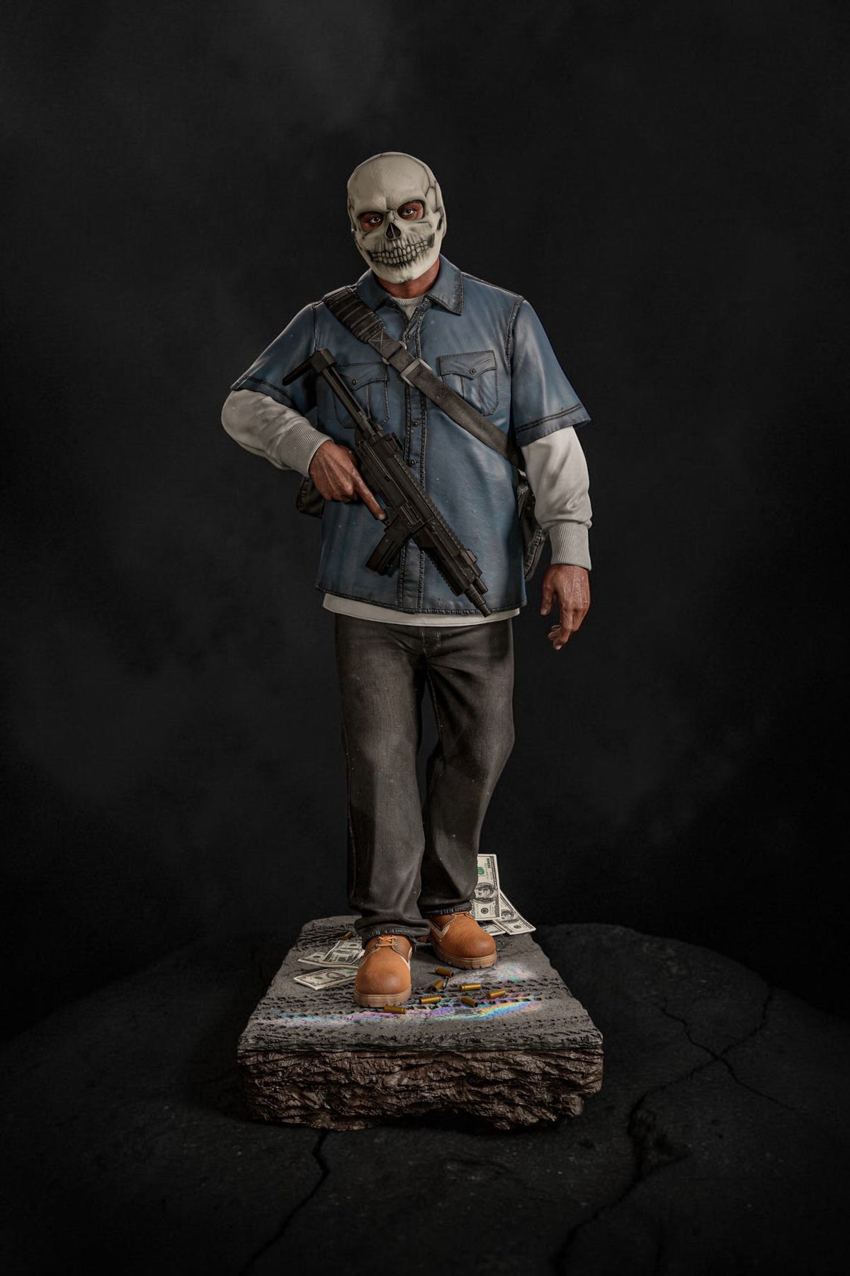 Franklin Clinton & Chop | GTA V | Fan Art – Fully Magnetized Hand-Painted Figure