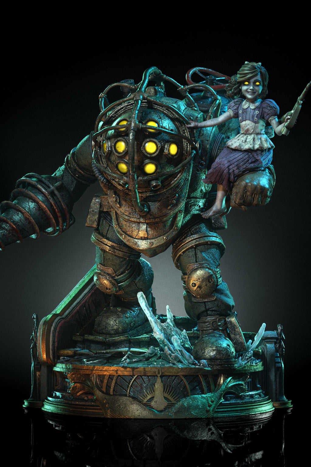 Big Daddy & Little Sister | BioShock | Fan Art | Fully Magnetized Collectible Diorama