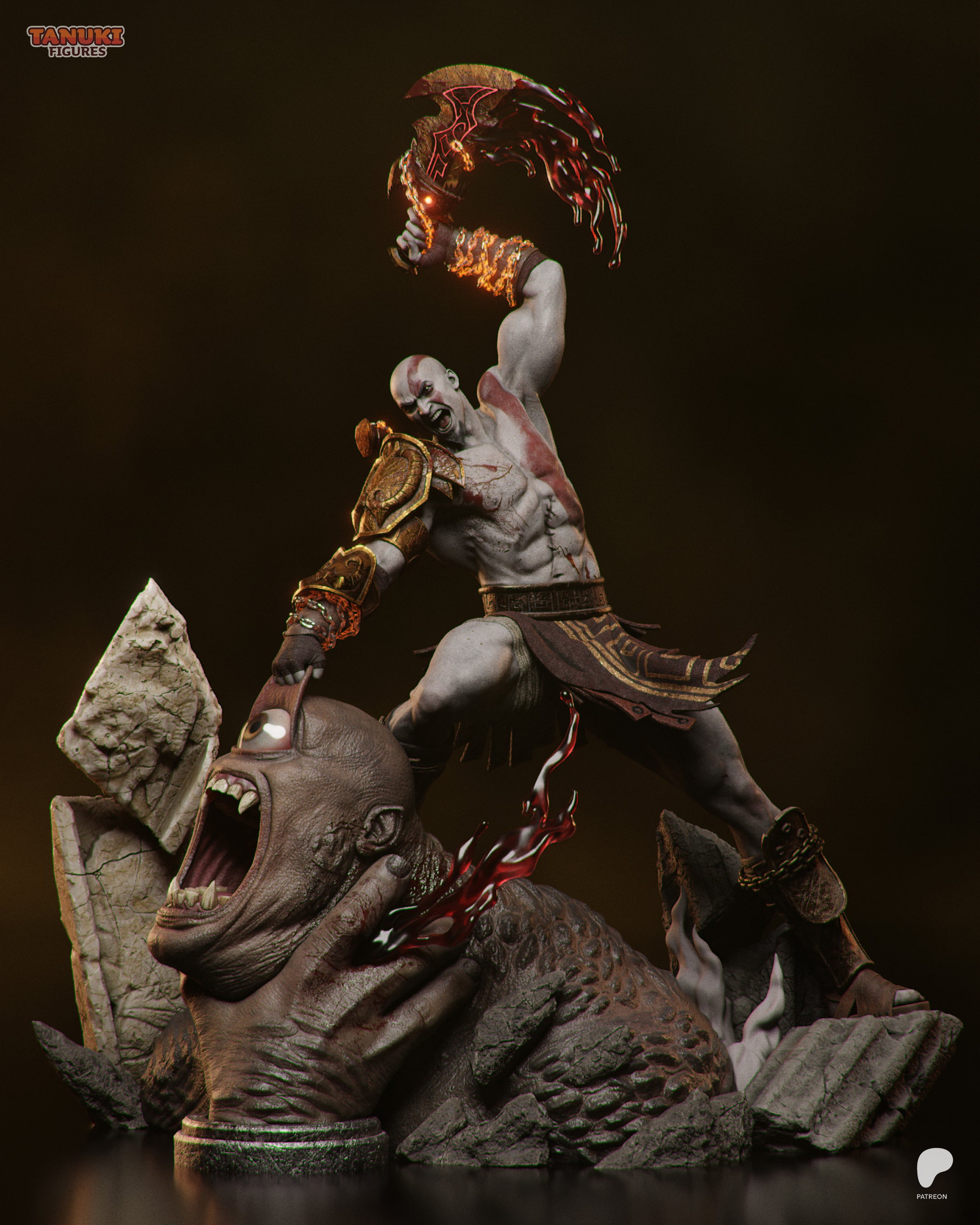 Kratos vs Cyclops | God of War | Fan Art – Fully Magnetized Hand-Painted Figure