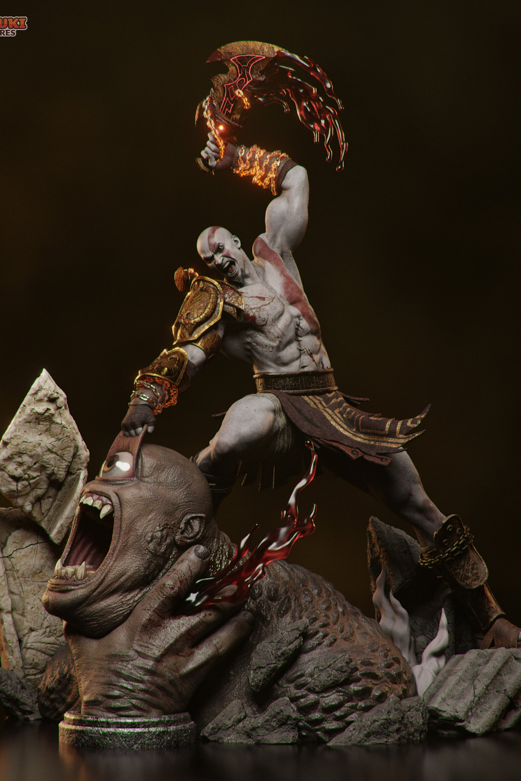 Kratos vs Cyclops | God of War | Fan Art – Fully Magnetized Hand-Painted Figure