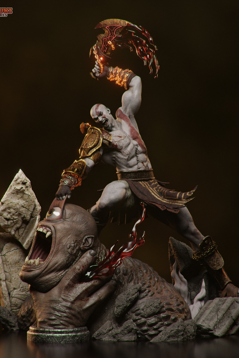 Кратос проти Циклопа | God of War | Фан-арт – Повністю магнітна фігурка, розписана вручну