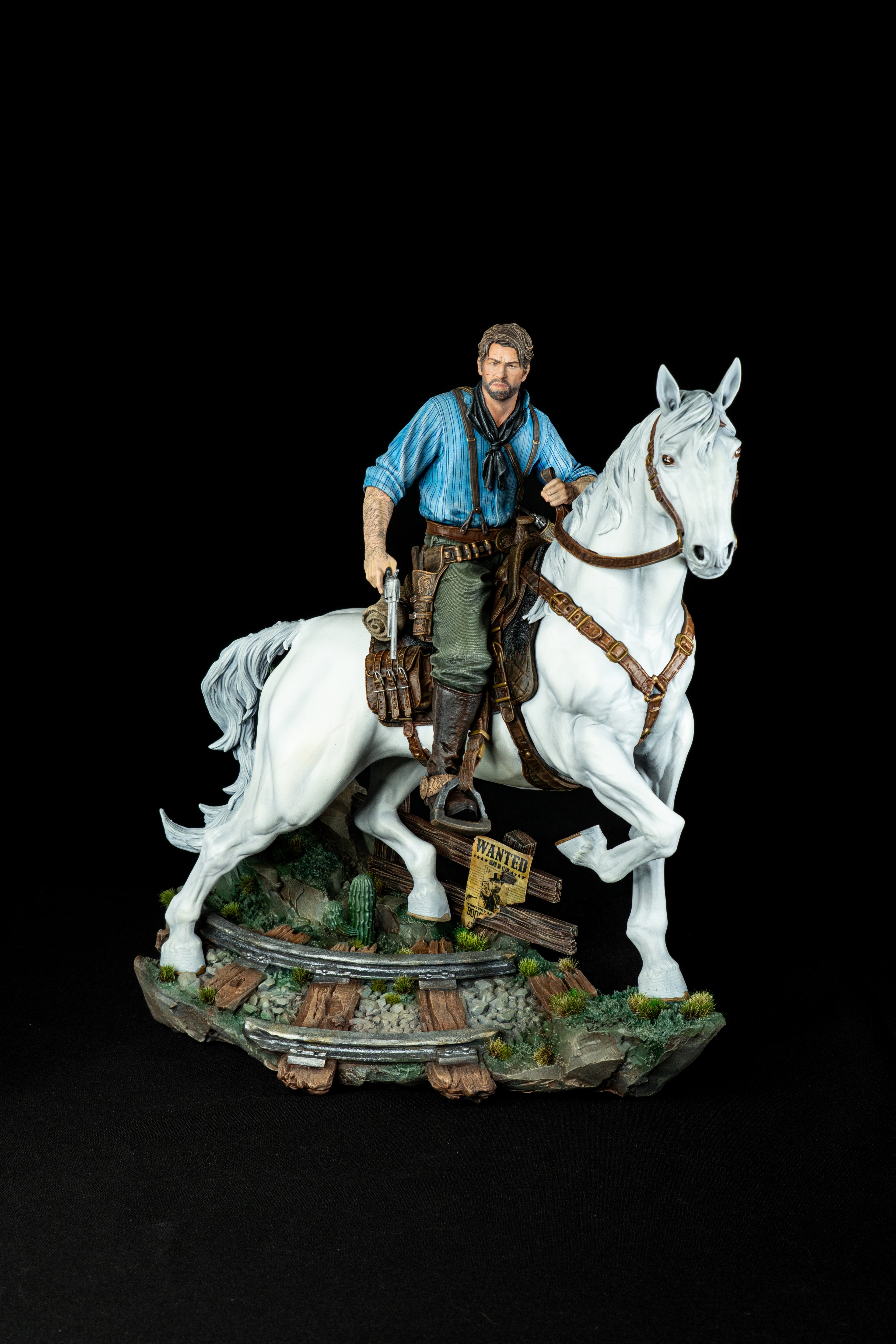 Arthur Morgan on Horse (RDR Fan Art) – Fully Magnetized Hand-Painted Figure