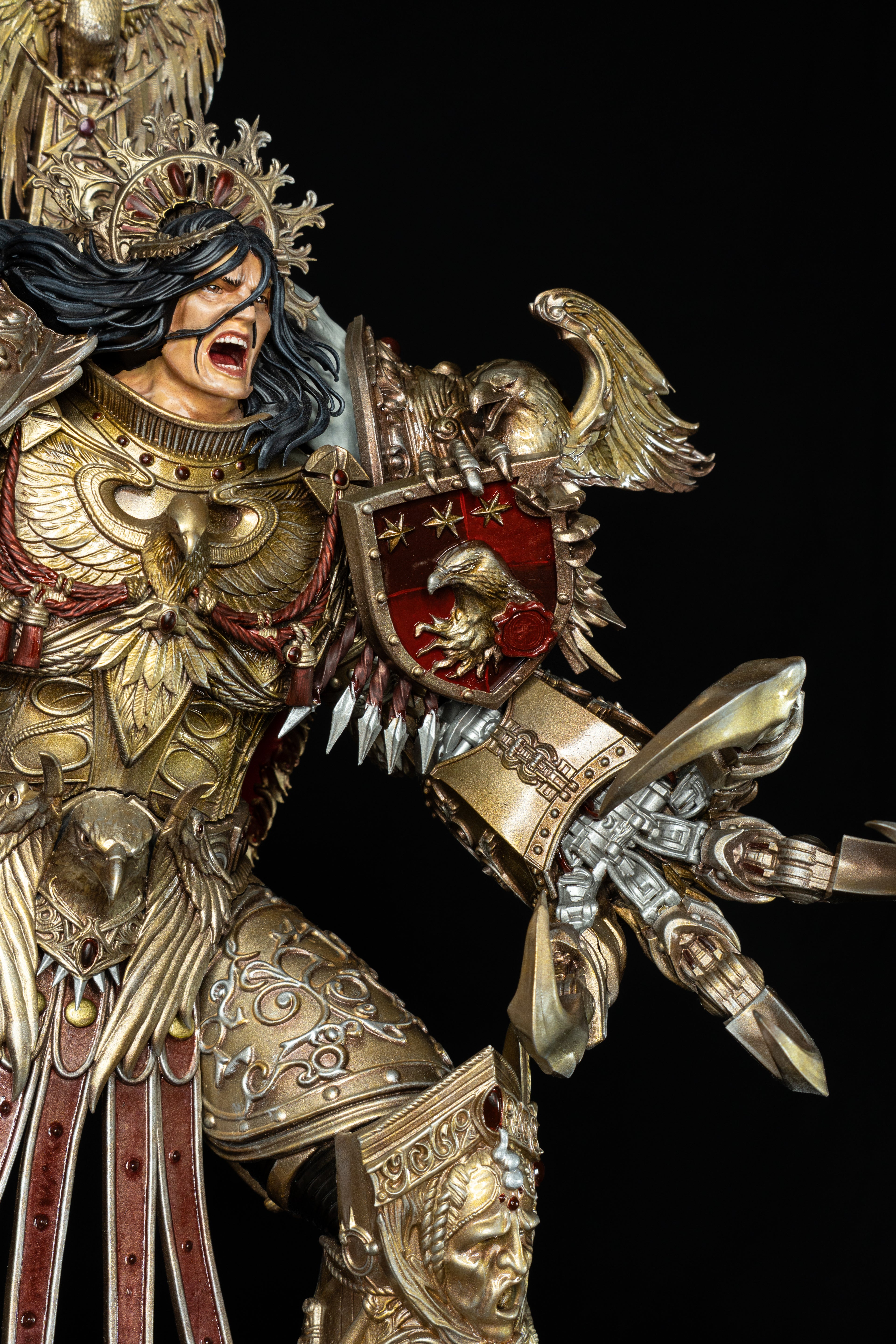 Collectible Fully Magnetized Golden Emperor with Flaming Sword Figurine | base option 2