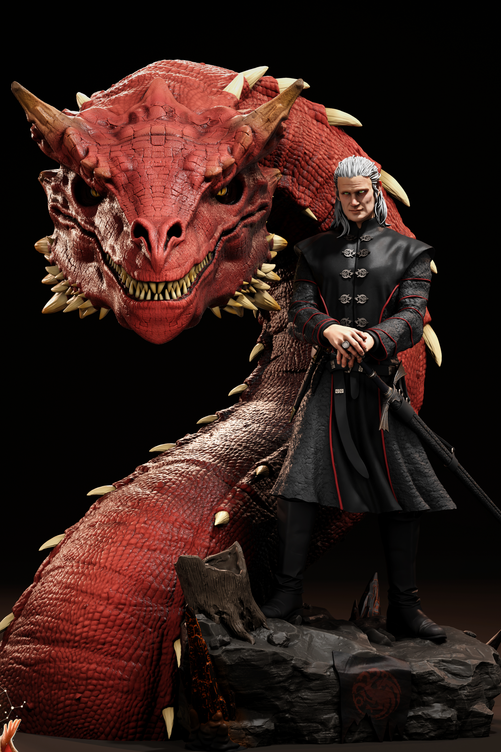 Daemon Targaryen & Caraxes | House of the Dragon Fan Art | Fully Magnetized Collectible Figurine