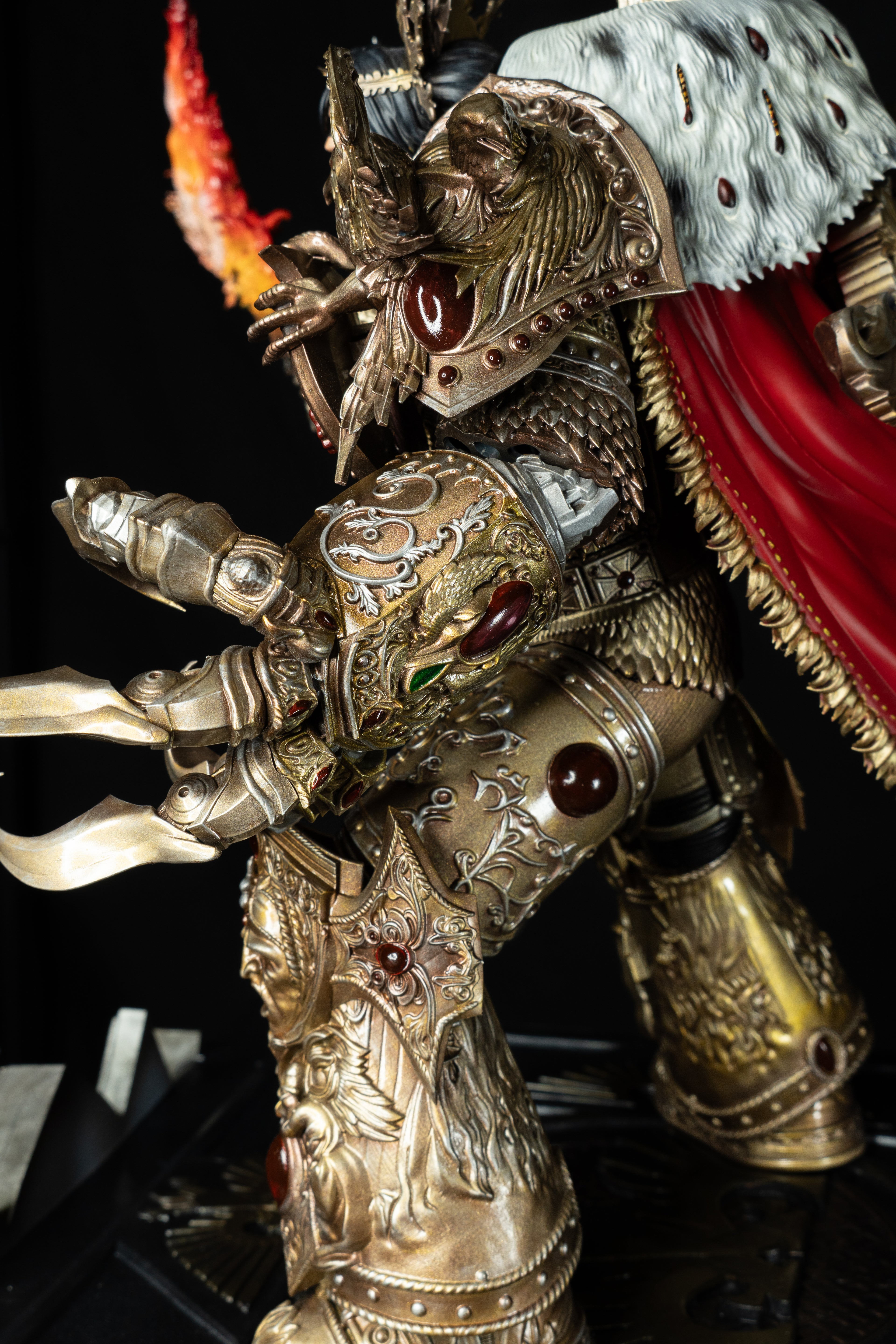 Collectible Fully Magnetized Golden Emperor with Flaming Sword Figurine | base option 2