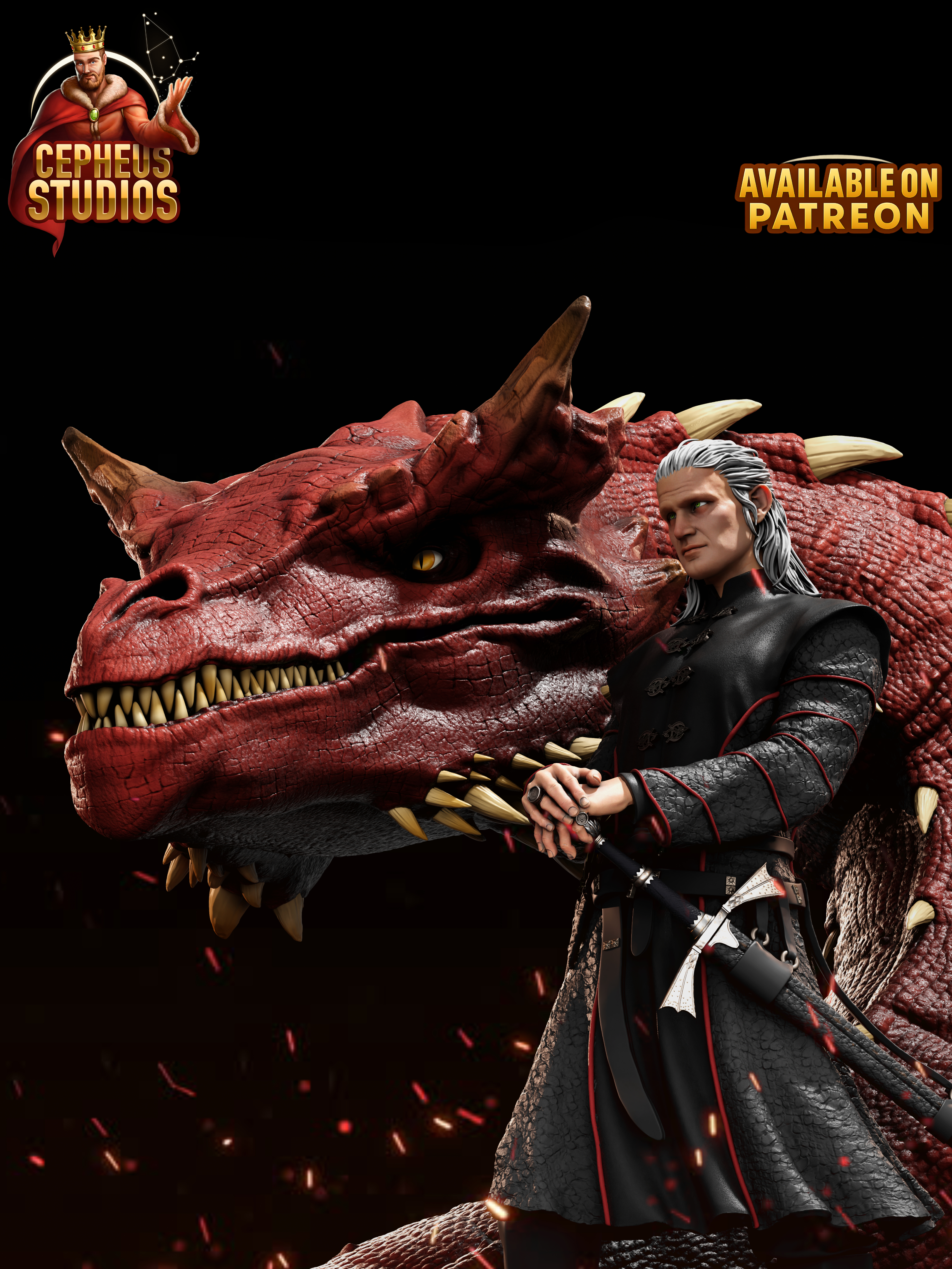 Daemon Targaryen & Caraxes | House of the Dragon Fan Art | Fully Magnetized Collectible Figurine