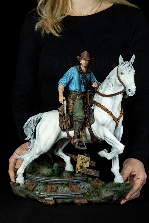 Arthur Morgan on Horse (Red Dead Redemption 2 Fan Art) – Fully Magnetized Hand-Painted Figure