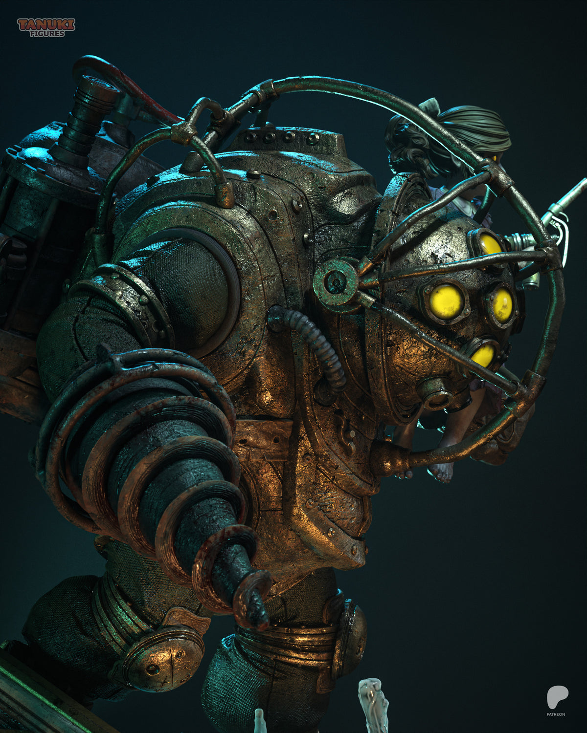 Big Daddy & Little Sister | BioShock | Fan Art | Fully Magnetized Collectible Diorama