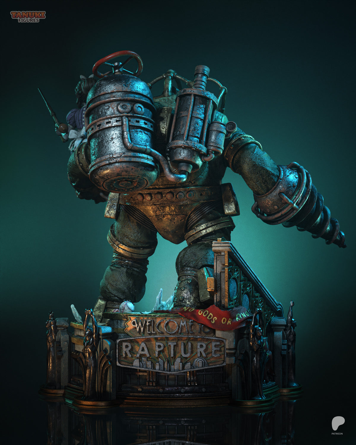 Big Daddy & Little Sister | BioShock | Fan Art | Fully Magnetized Collectible Diorama