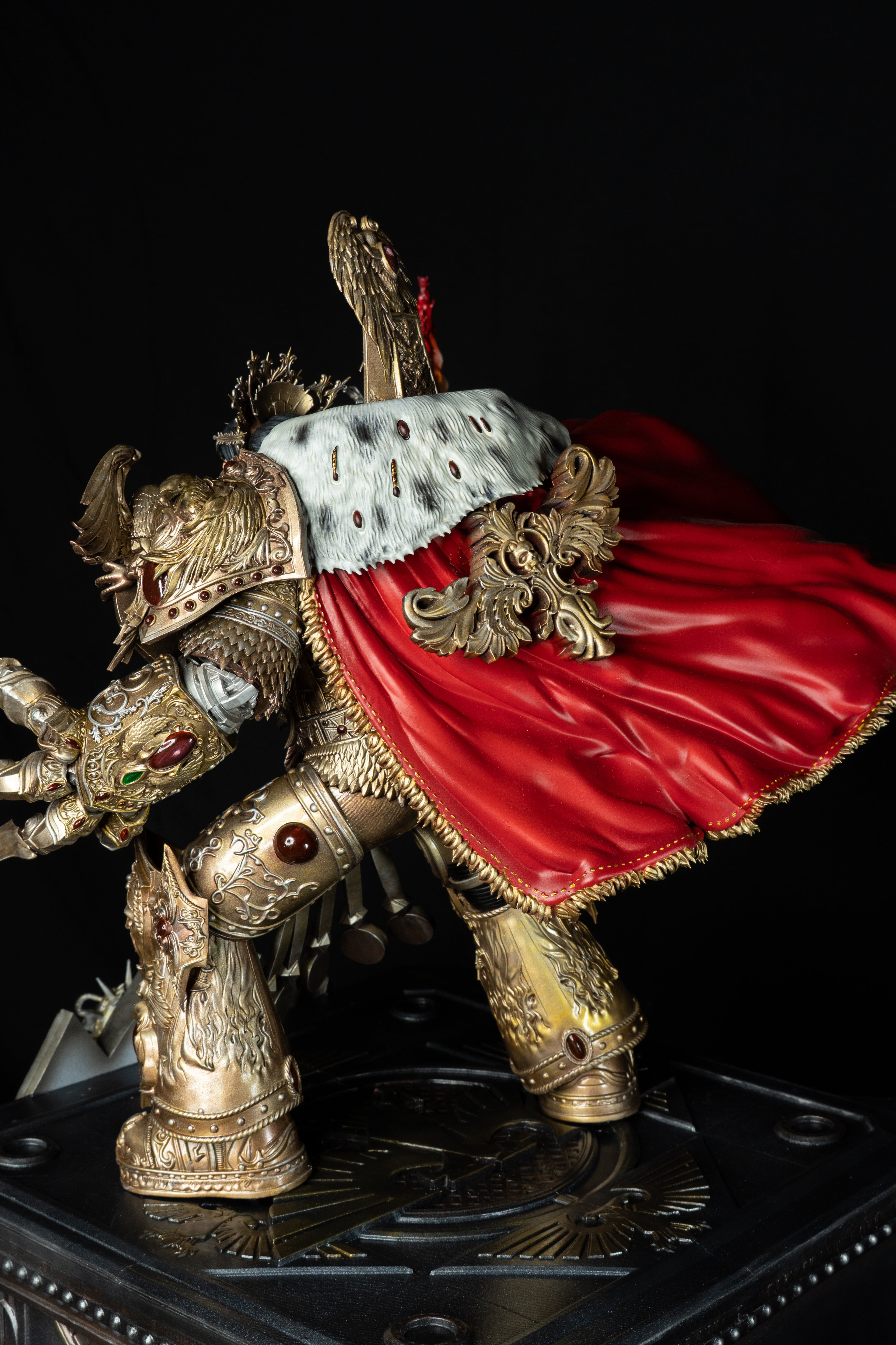 Collectible Fully Magnetized Golden Emperor with Flaming Sword Figurine | base option 2