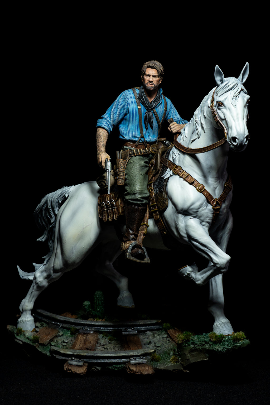 Arthur Morgan on Horse (RDR Fan Art) – Fully Magnetized Hand-Painted Figure