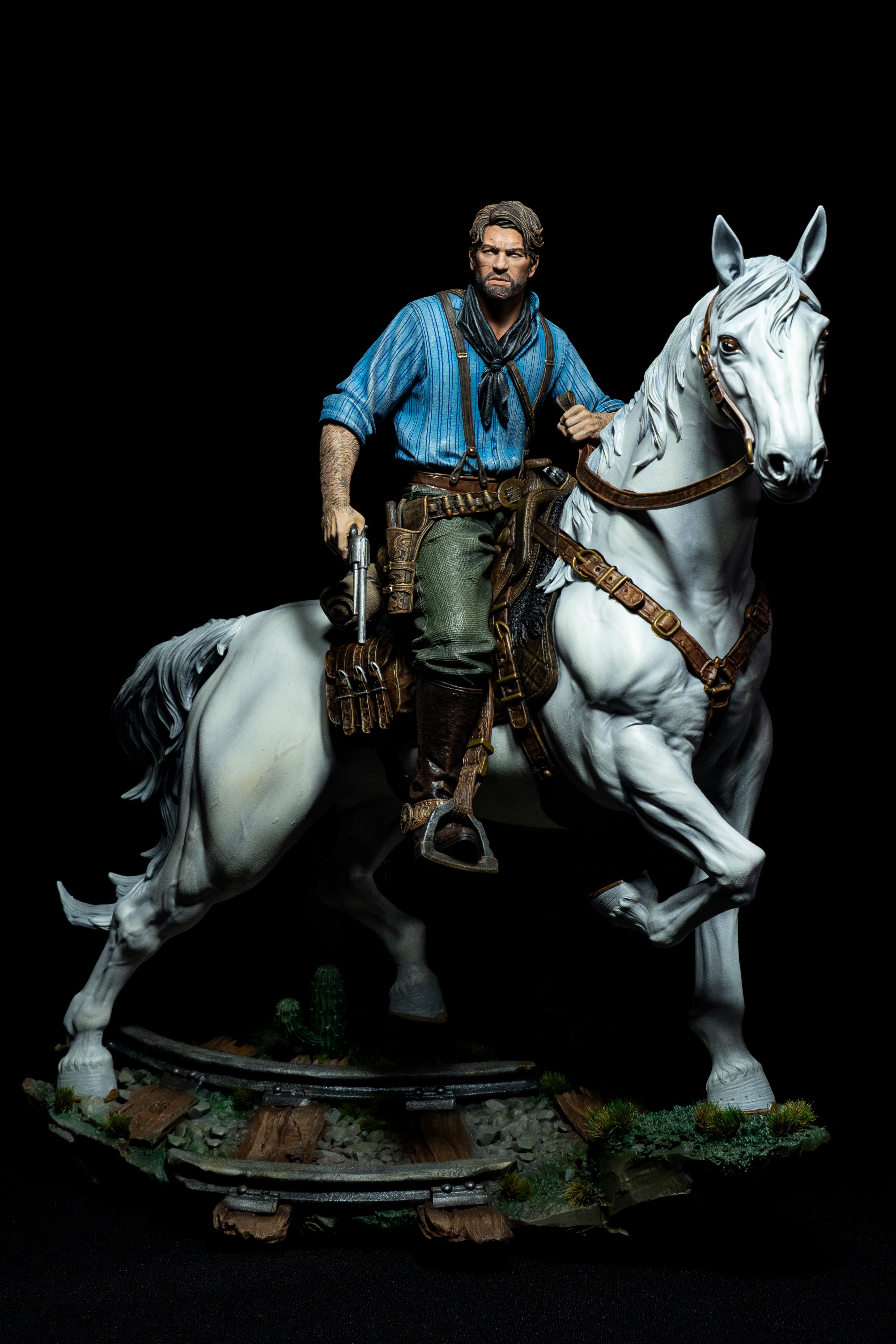 Arthur Morgan on Horse (RDR Fan Art) – Fully Magnetized Hand-Painted Figure