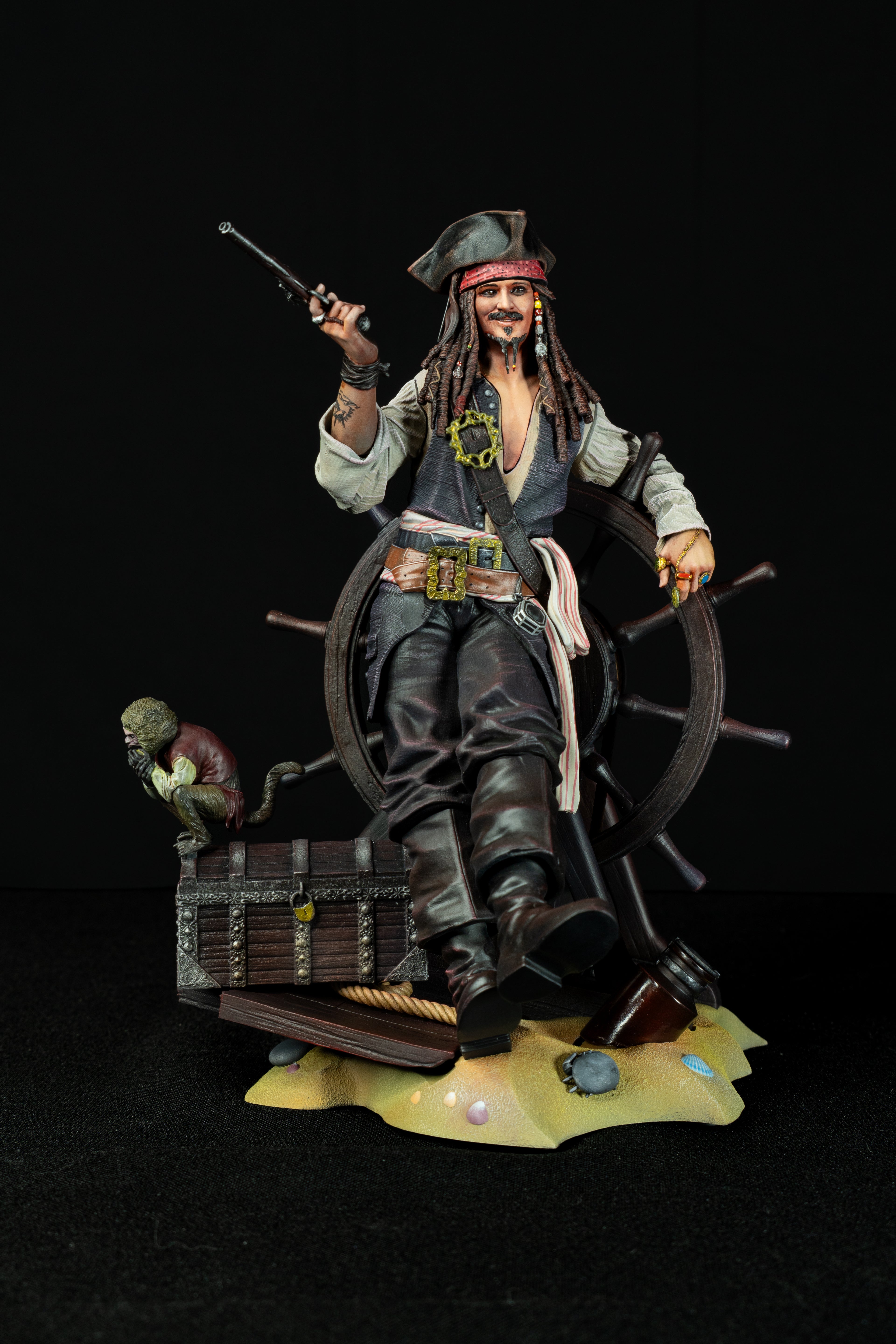 Captain Jack Sparrow | Pirates of the Caribbean | Fan Art – Fully Magnetized Hand-Painted Figure
