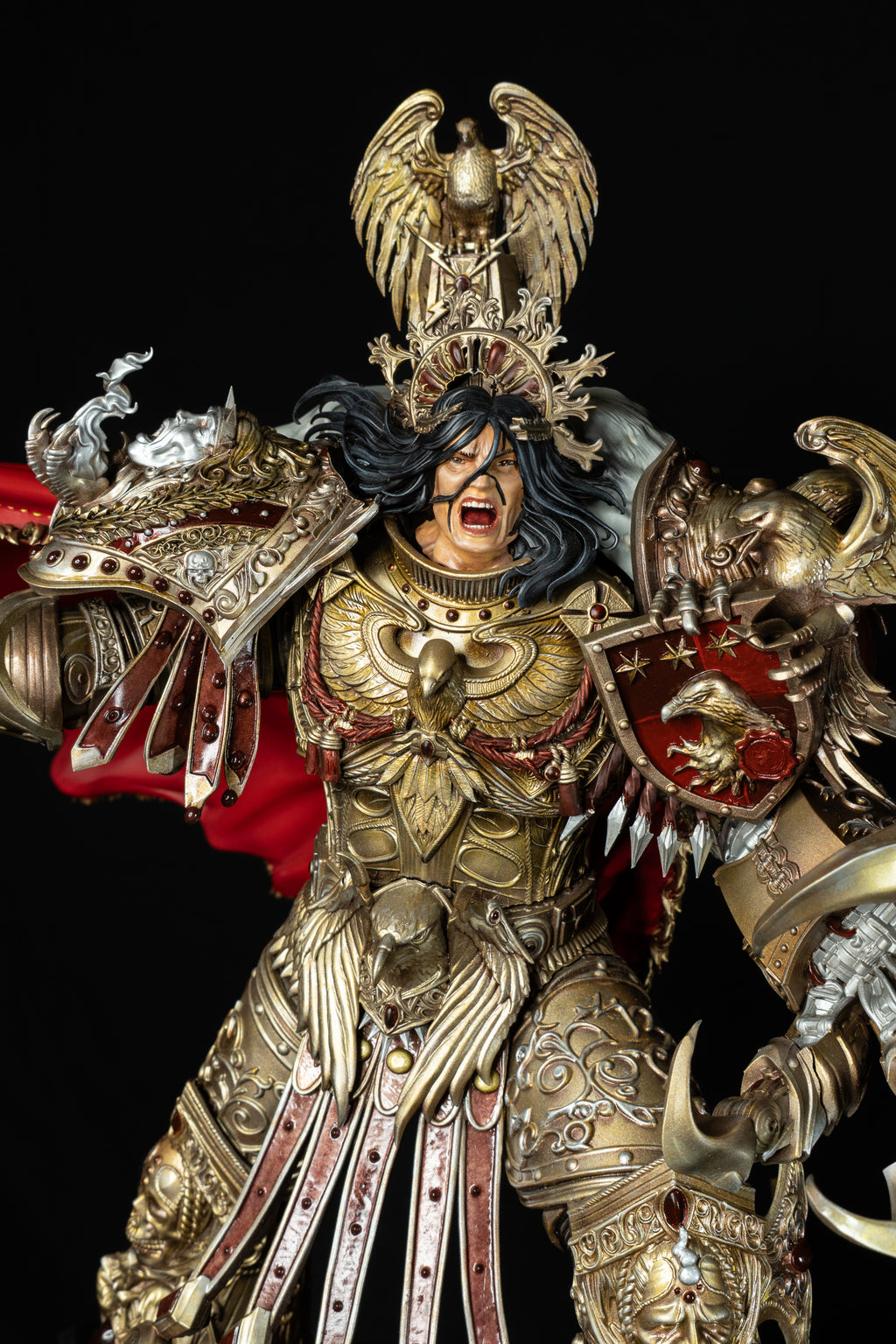 Collectible Fully Magnetized Golden Emperor with Flaming Sword Figurine | base option 2