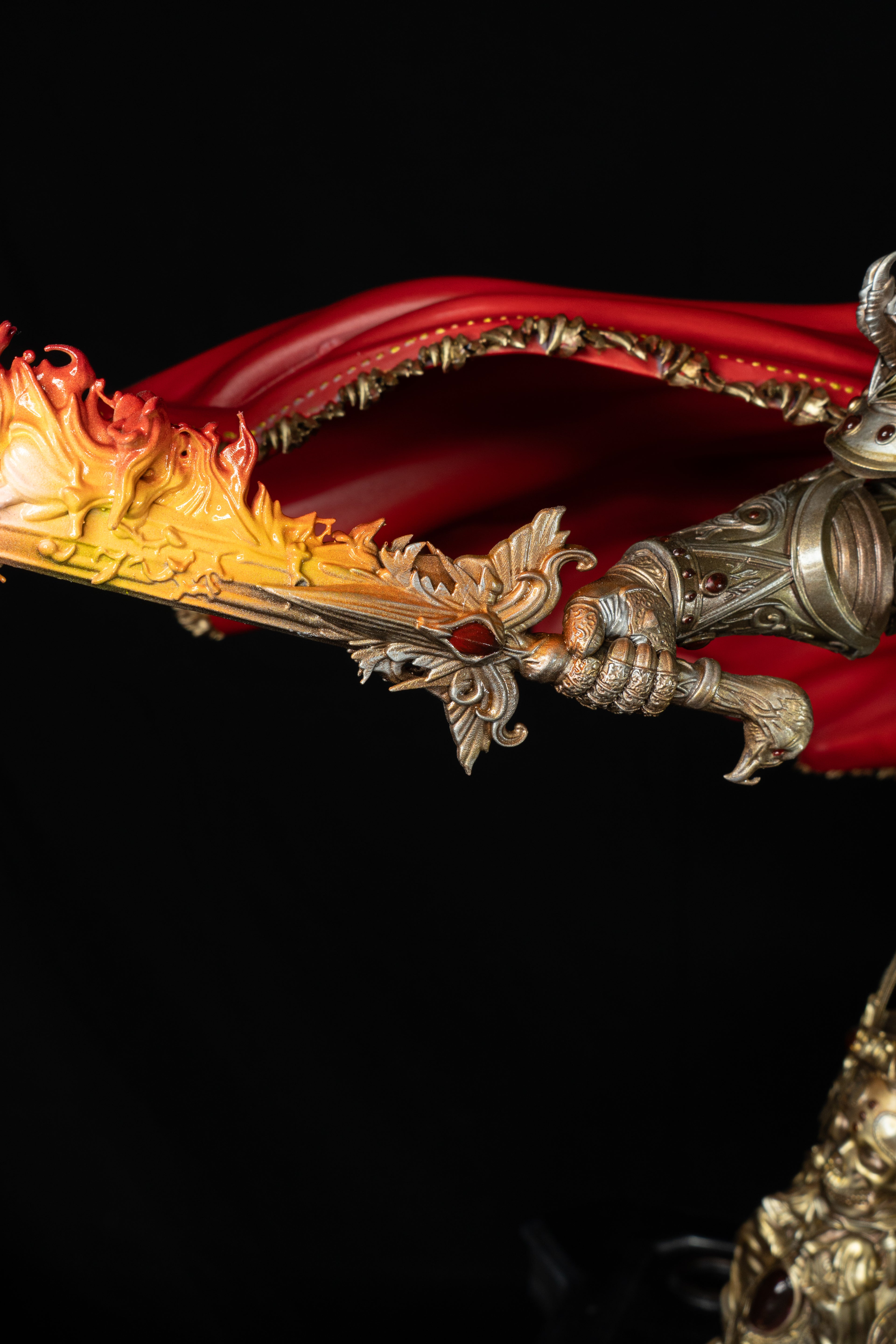 Collectible Fully Magnetized Golden Emperor with Flaming Sword Figurine | base option 2