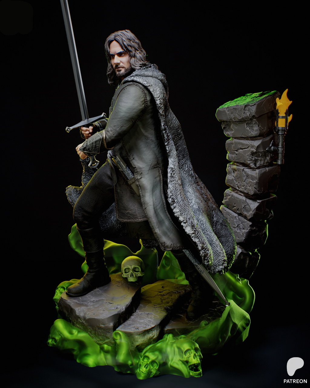 Aragorn (Strider) | The Lord of the Rings | Fan Art | Fully Magnetized Figurine