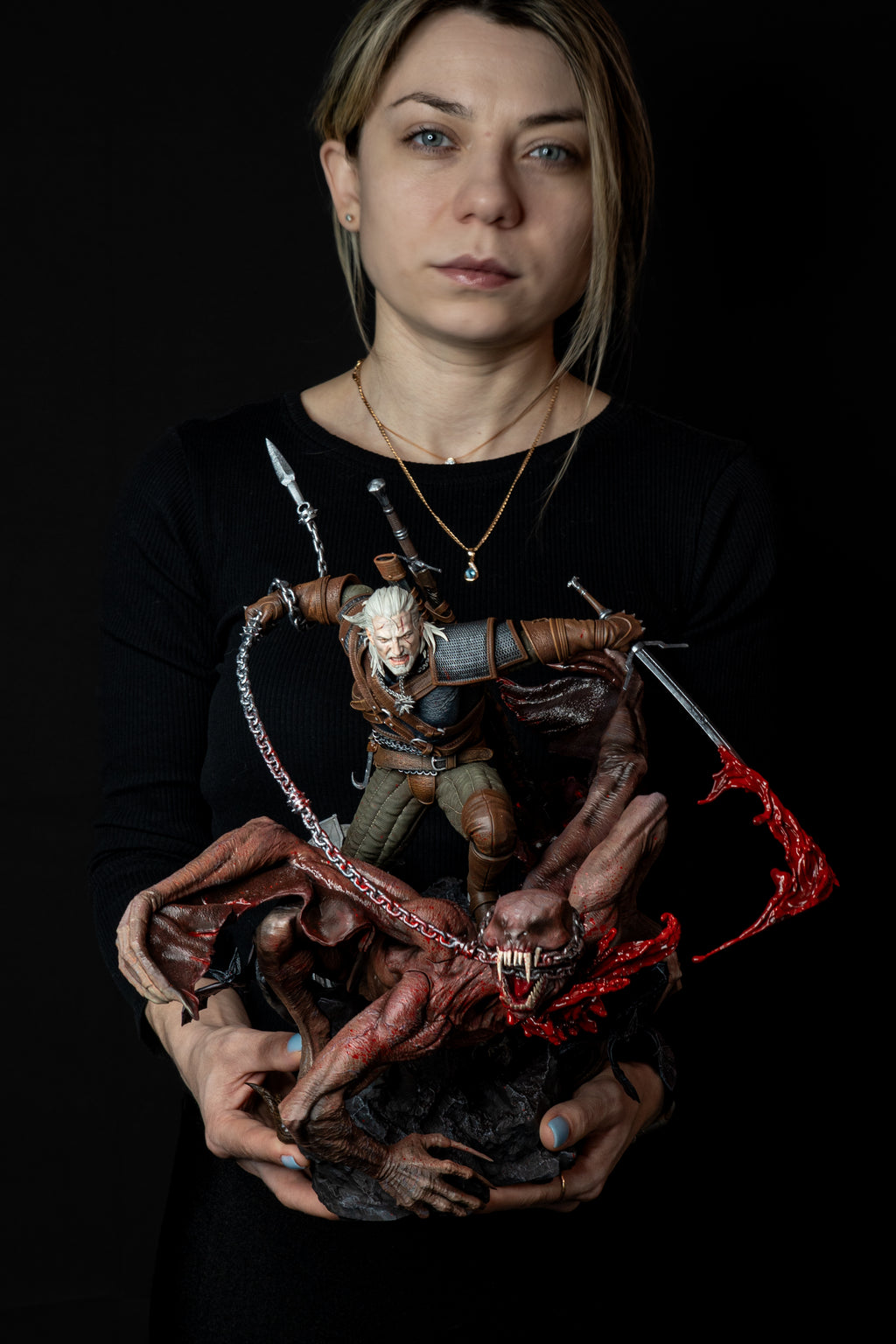 Geralt vs Dettlaff | The Witcher 3 | Fan Art – Fully Magnetized Hand-Painted Figure⁠