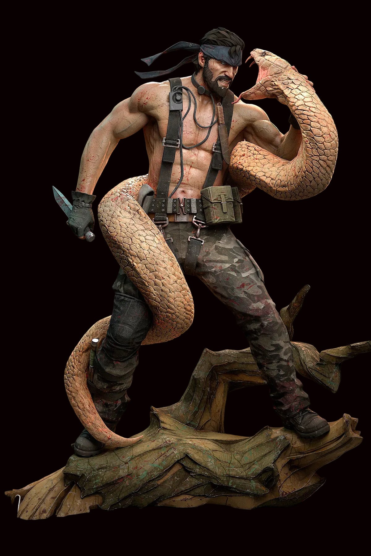 Naked Snake / Big Boss | Metal Gear Solid 3: Snake Eater | Fan Art | Fully Magnetized Figurine