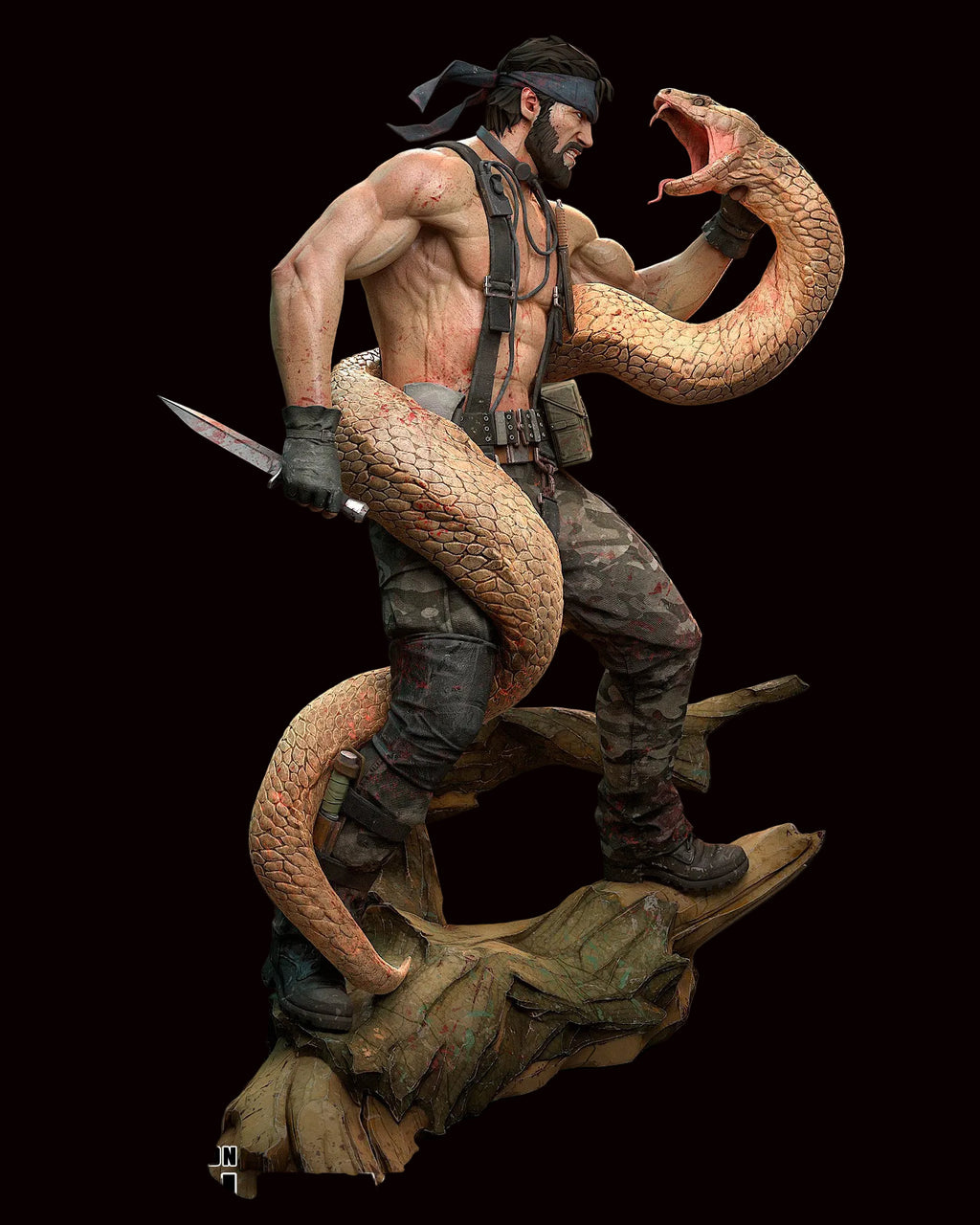 Naked Snake / Big Boss | Metal Gear Solid 3: Snake Eater | Fan Art | Fully Magnetized Figurine