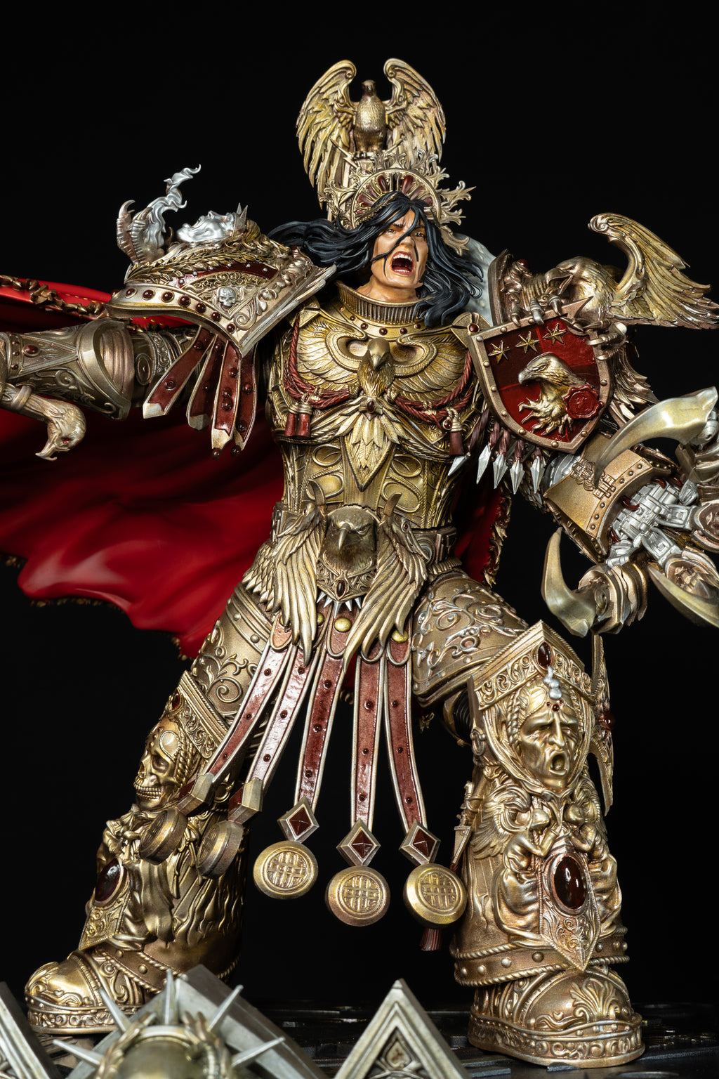 Collectible Fully Magnetized Golden Emperor with Flaming Sword Figurine | base option 2