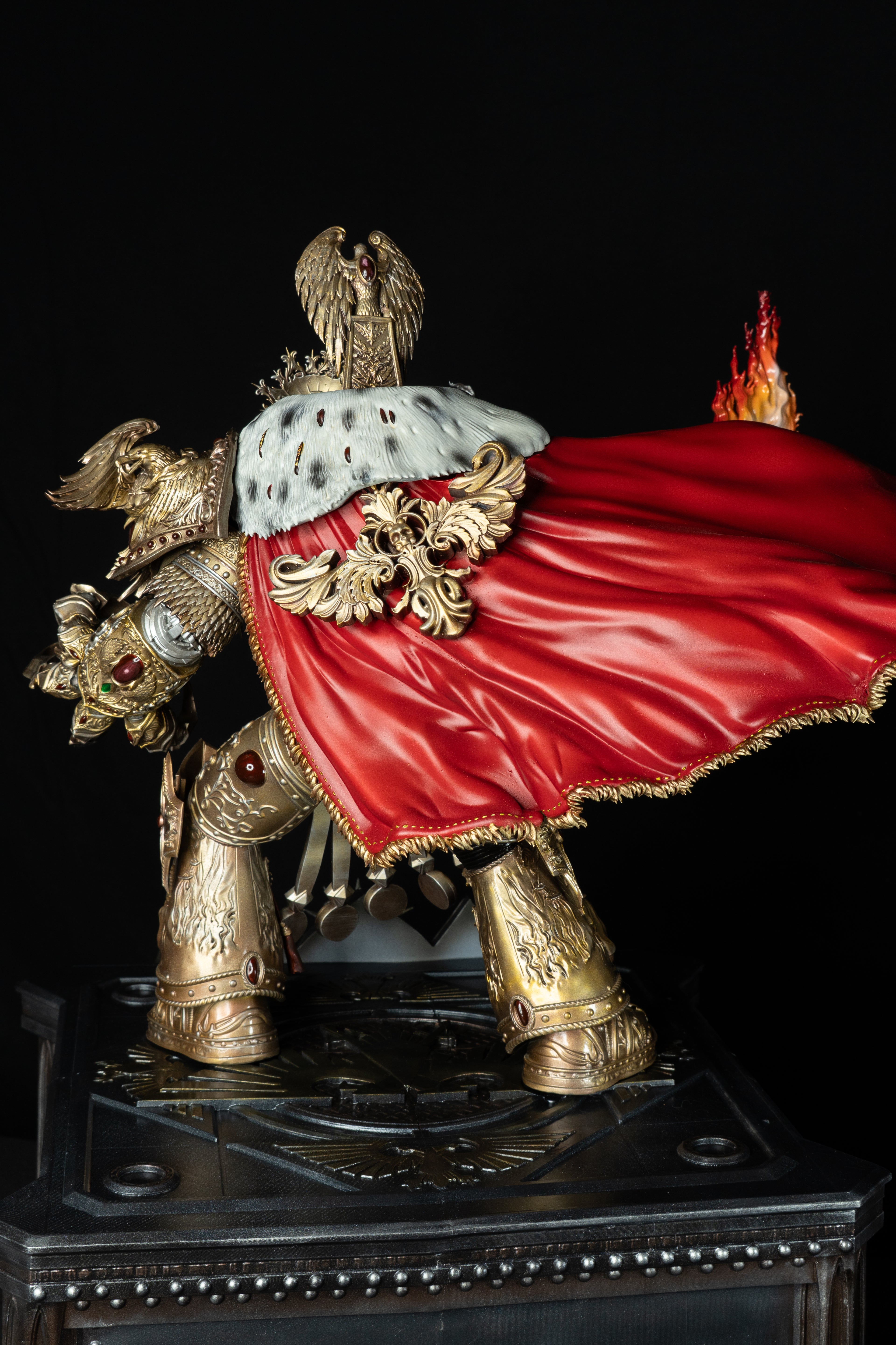 Collectible Fully Magnetized Golden Emperor with Flaming Sword Figurine | base option 2