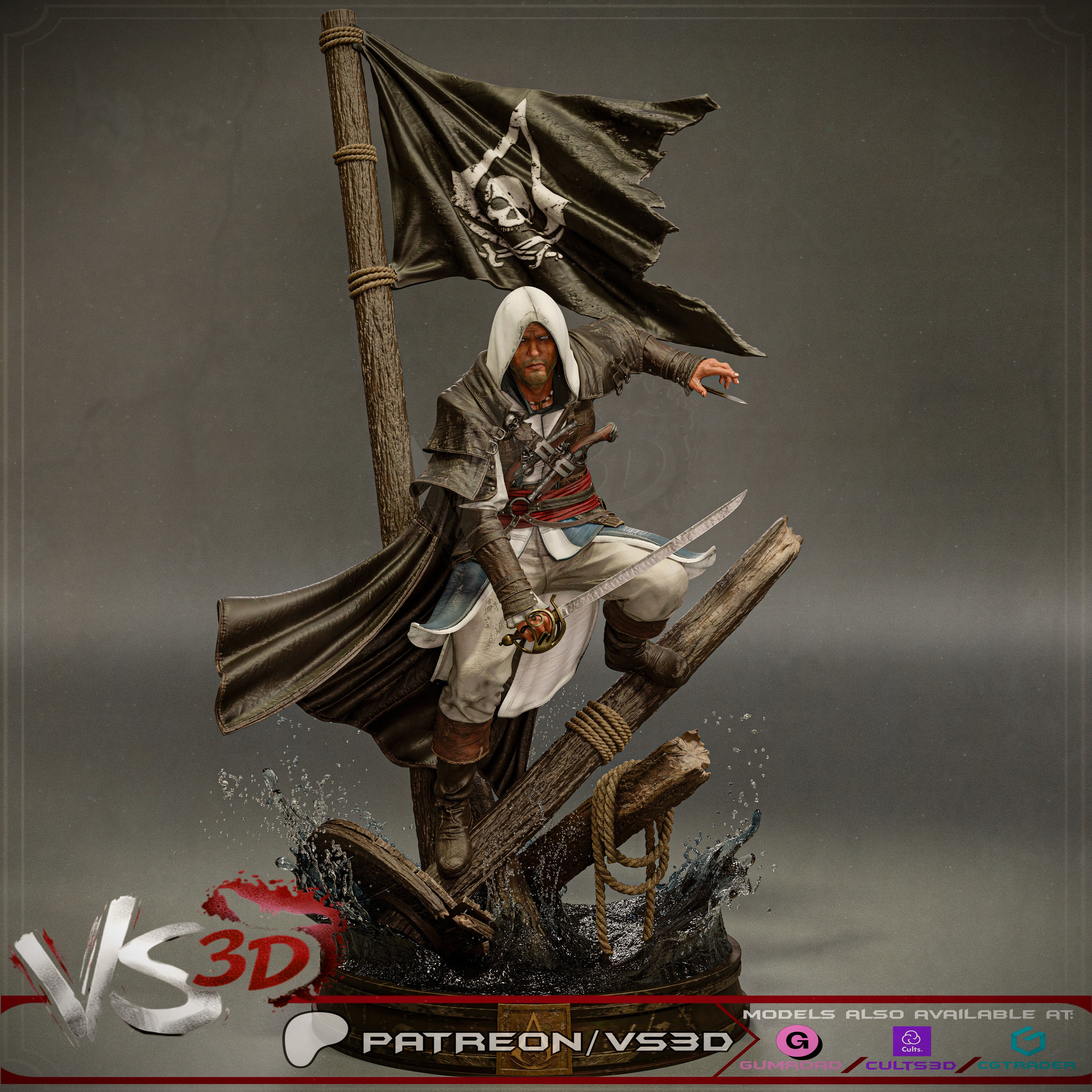 Edward Kenway | Assassin's Creed IV: Black Flag Fan Art | Fully Magnetized Collectible Figurine