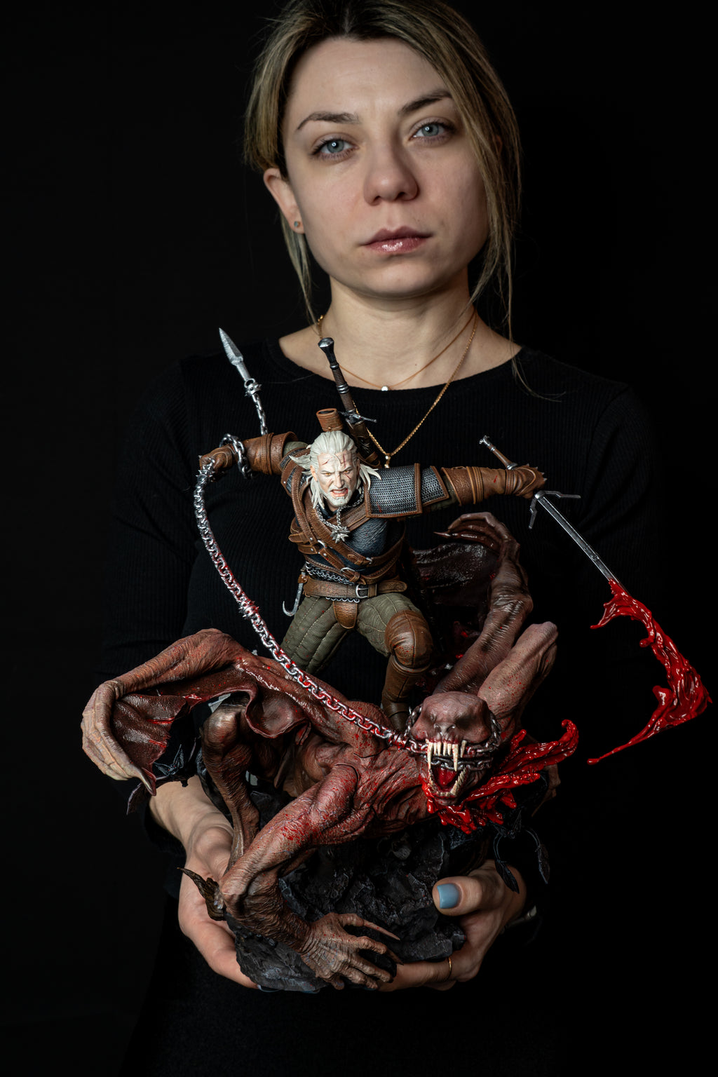 Geralt vs Dettlaff | The Witcher 3 | Fan Art – Fully Magnetized Hand-Painted Figure⁠