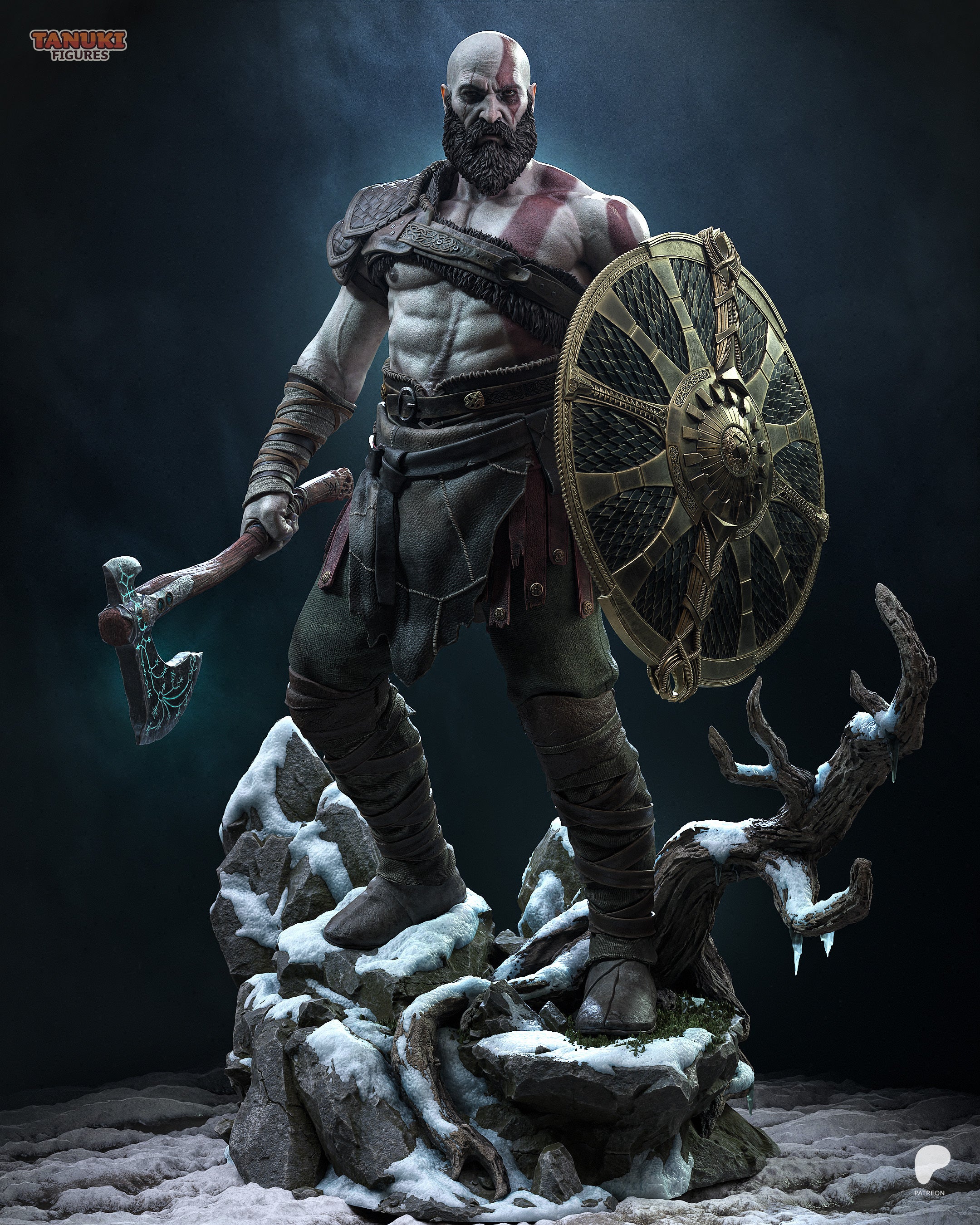 Kratos | God of War | Fan Art – Fully Magnetized Hand-Painted Figure