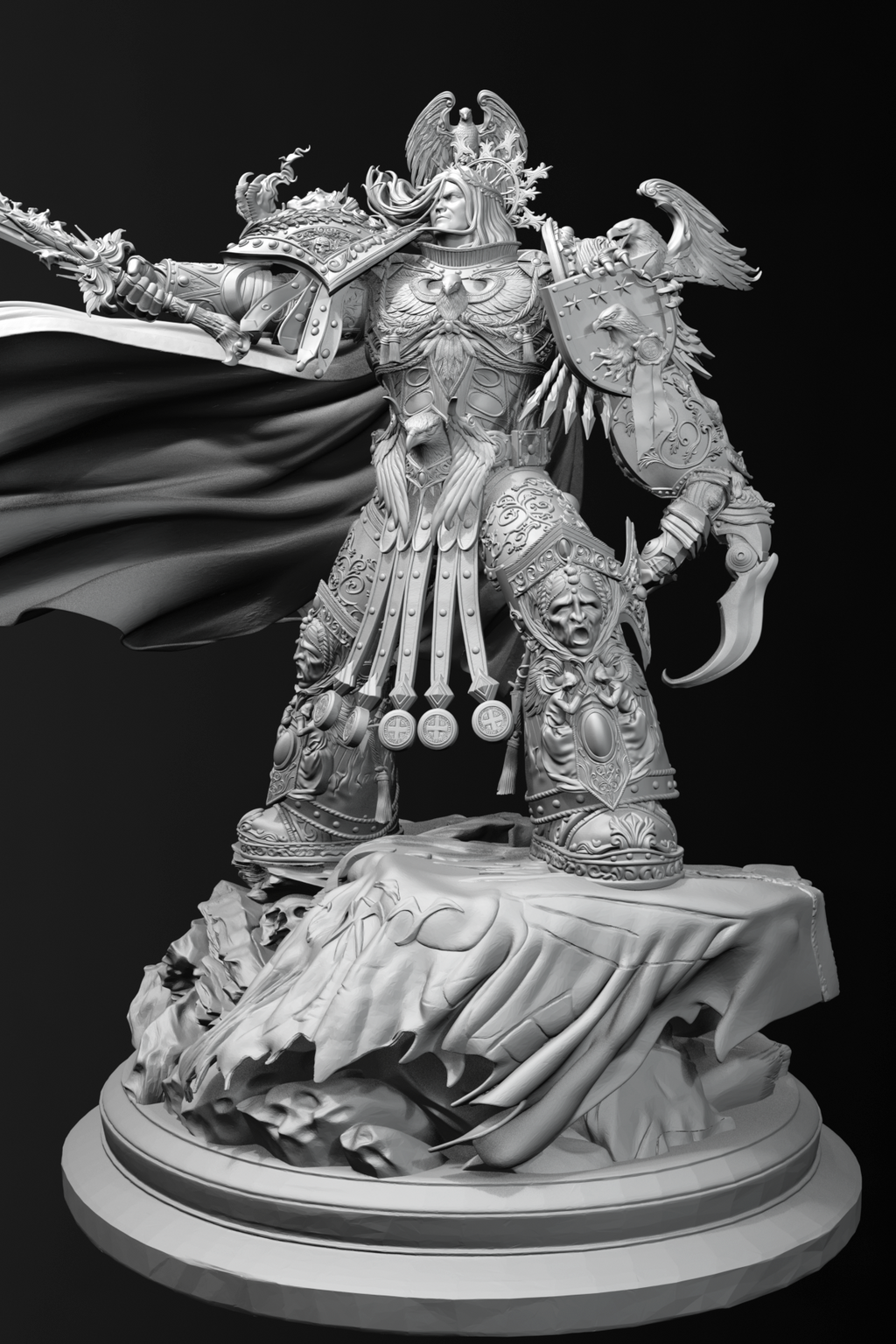 Collectible Fully Magnetized Golden Emperor with Flaming Sword Figurine | base option 2