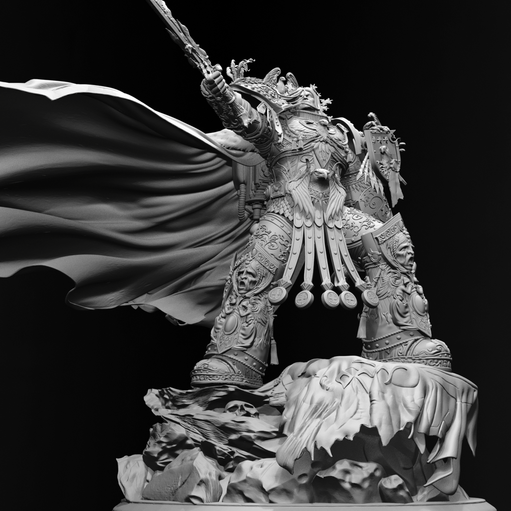 Collectible Fully Magnetized Golden Emperor with Flaming Sword Figurine | base option 2
