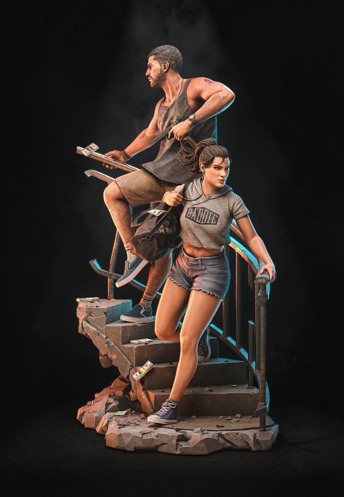 Lucia & Jason | GTA VI | Fan Art | Fully Magnetized Collectible Diorama